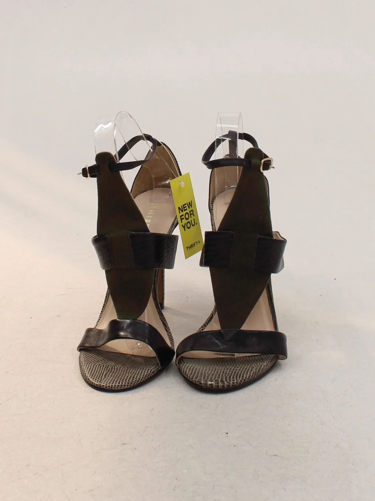 Whistles Women's Heels UK 6 Black Animal Print 100% Leather Strappy - Image 2