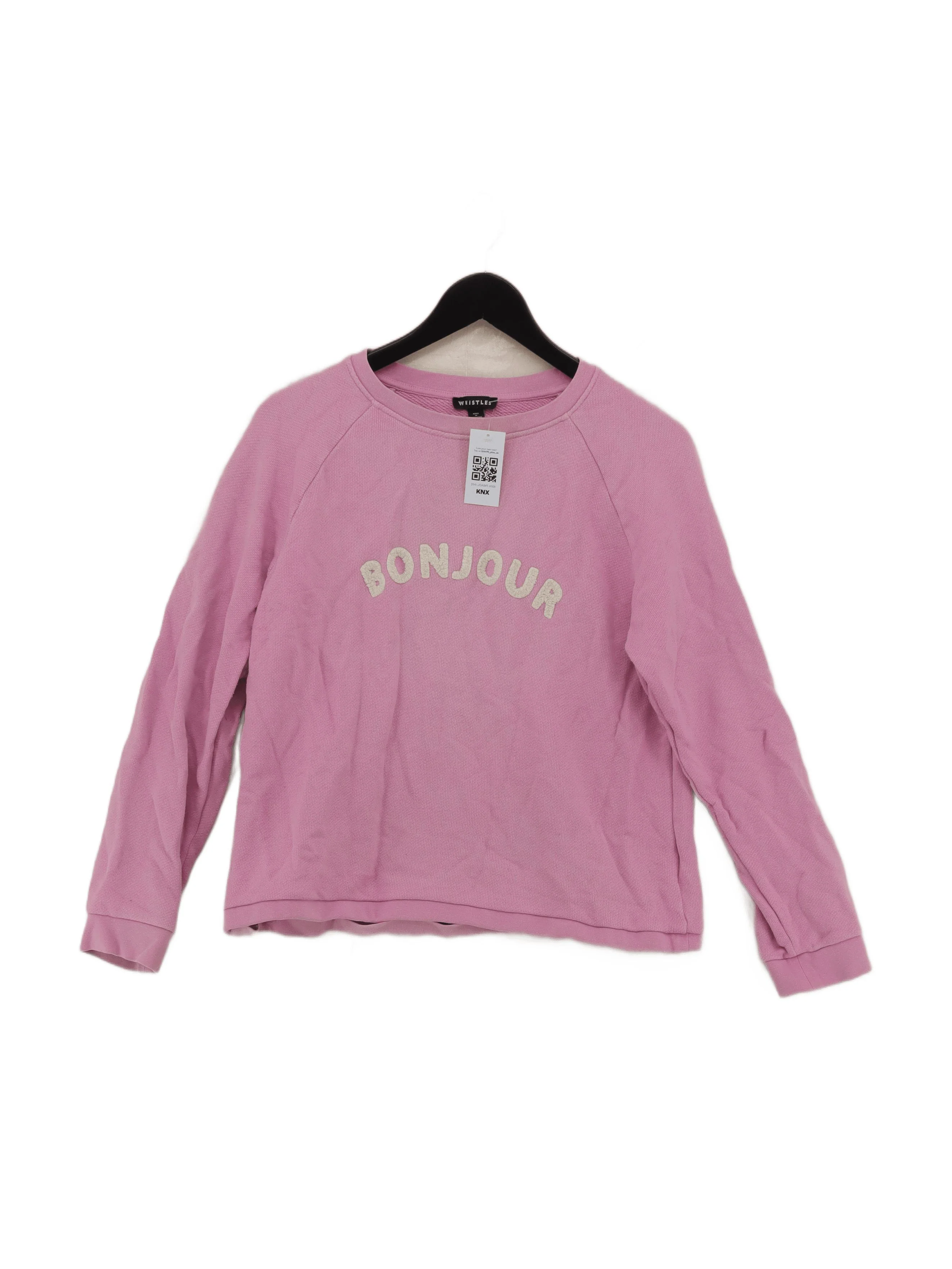 Whistles Women's Hoodie M Pink Graphic 100% Cotton Pullover
