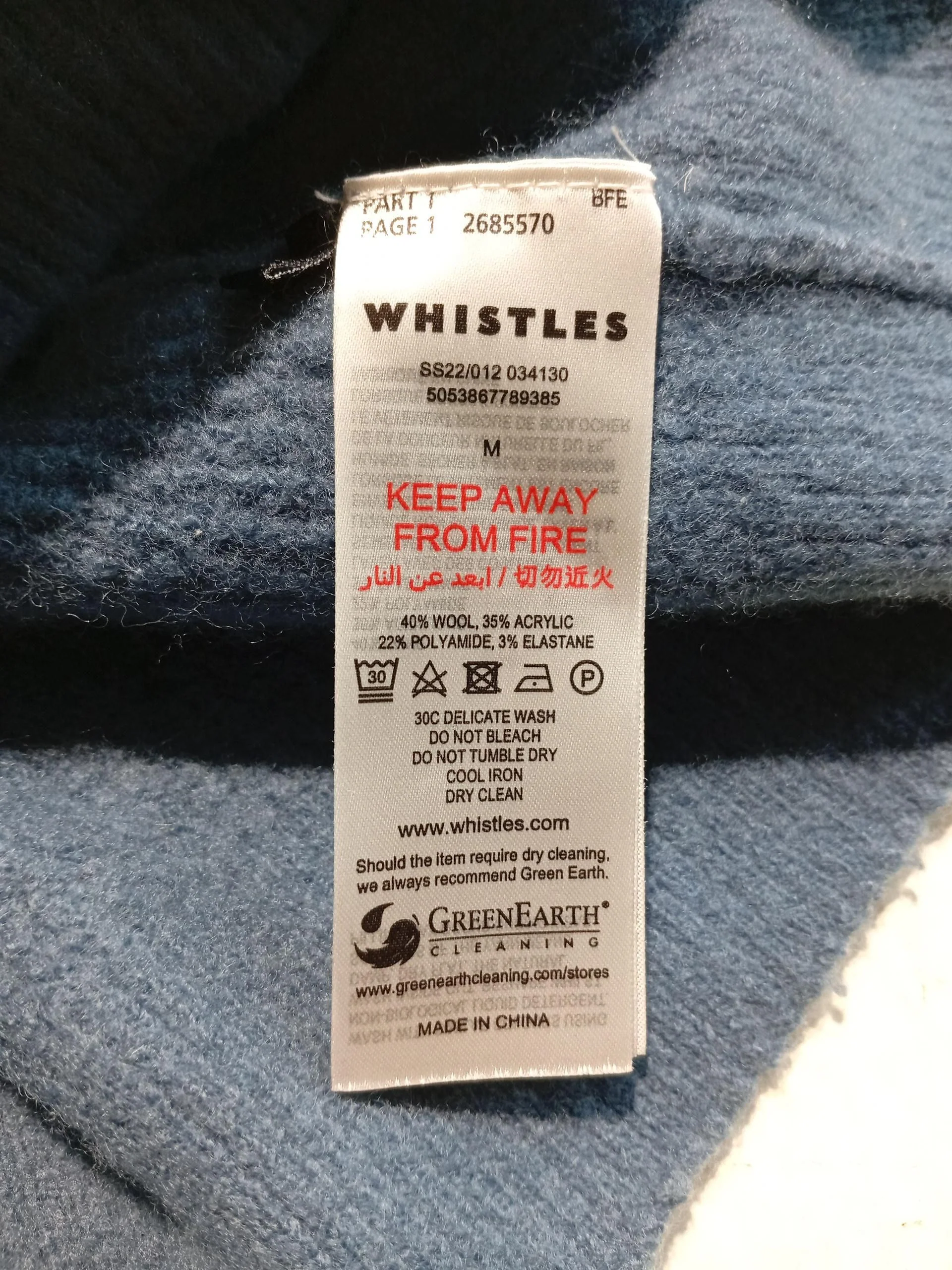 Whistles Women's Jumper M Blue Wool with Acrylic, Polyamide, Elastane Pullover - Image 6