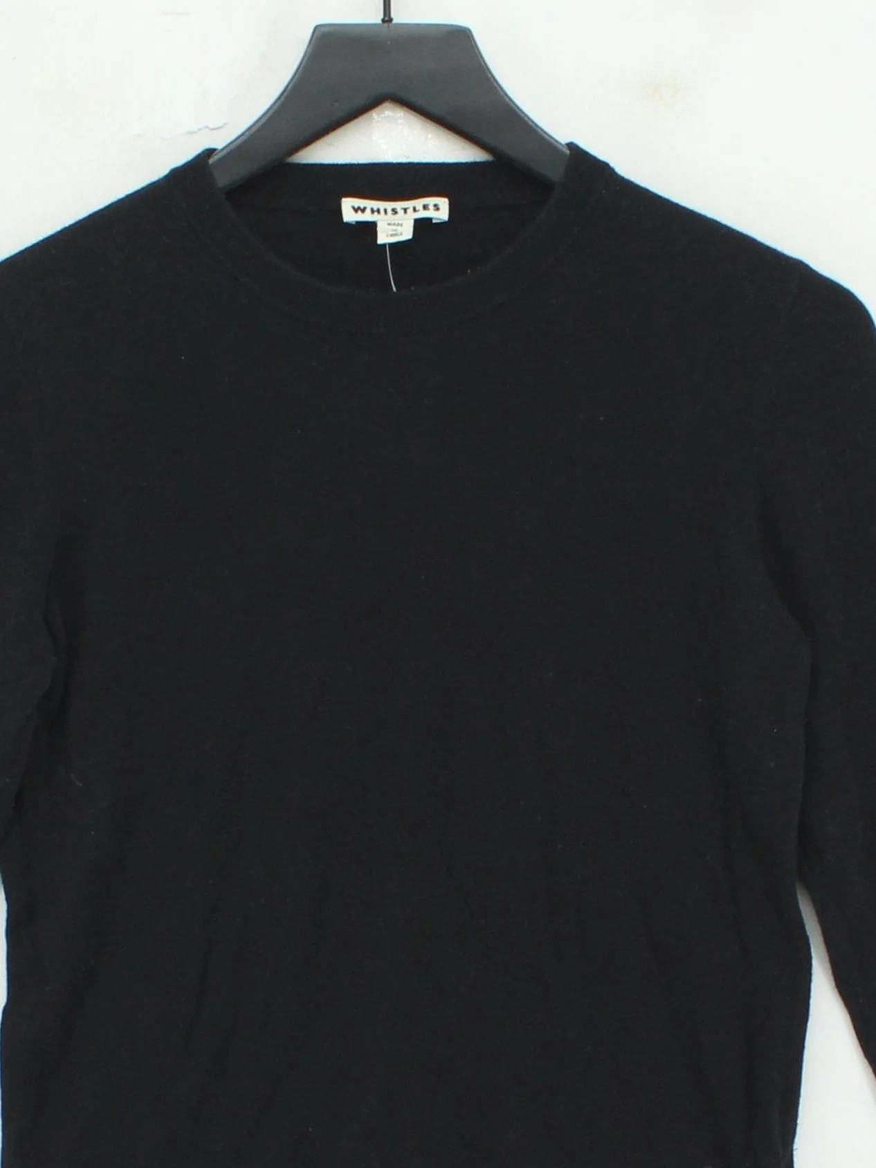 Whistles Women's Jumper UK 10 Black Striped Wool with Cotton Round Neck Pullover - Image 3