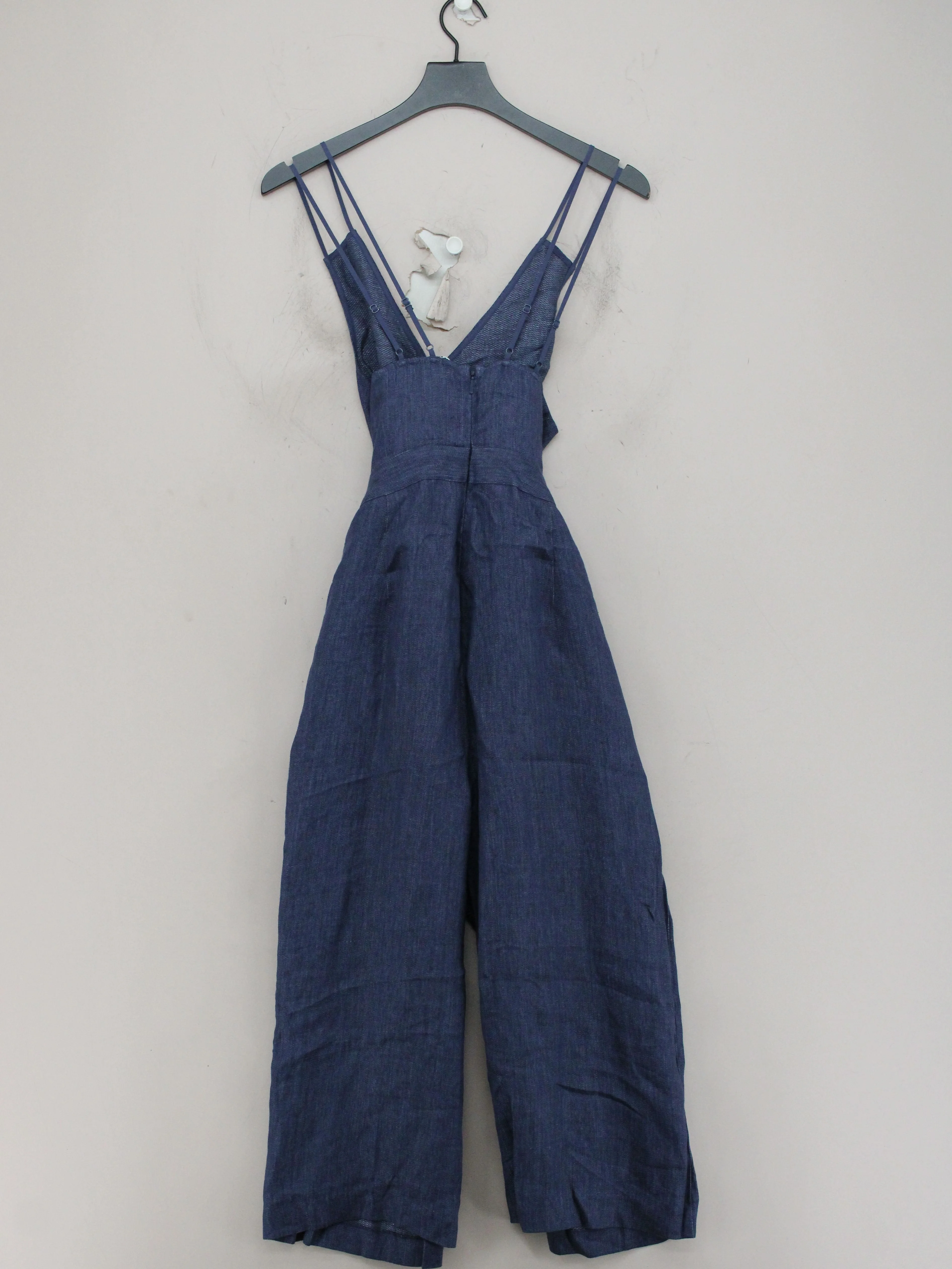 Whistles Women's Jumpsuit UK 12 Blue 100% Linen Wide-Leg Jumpsuit - Image 2