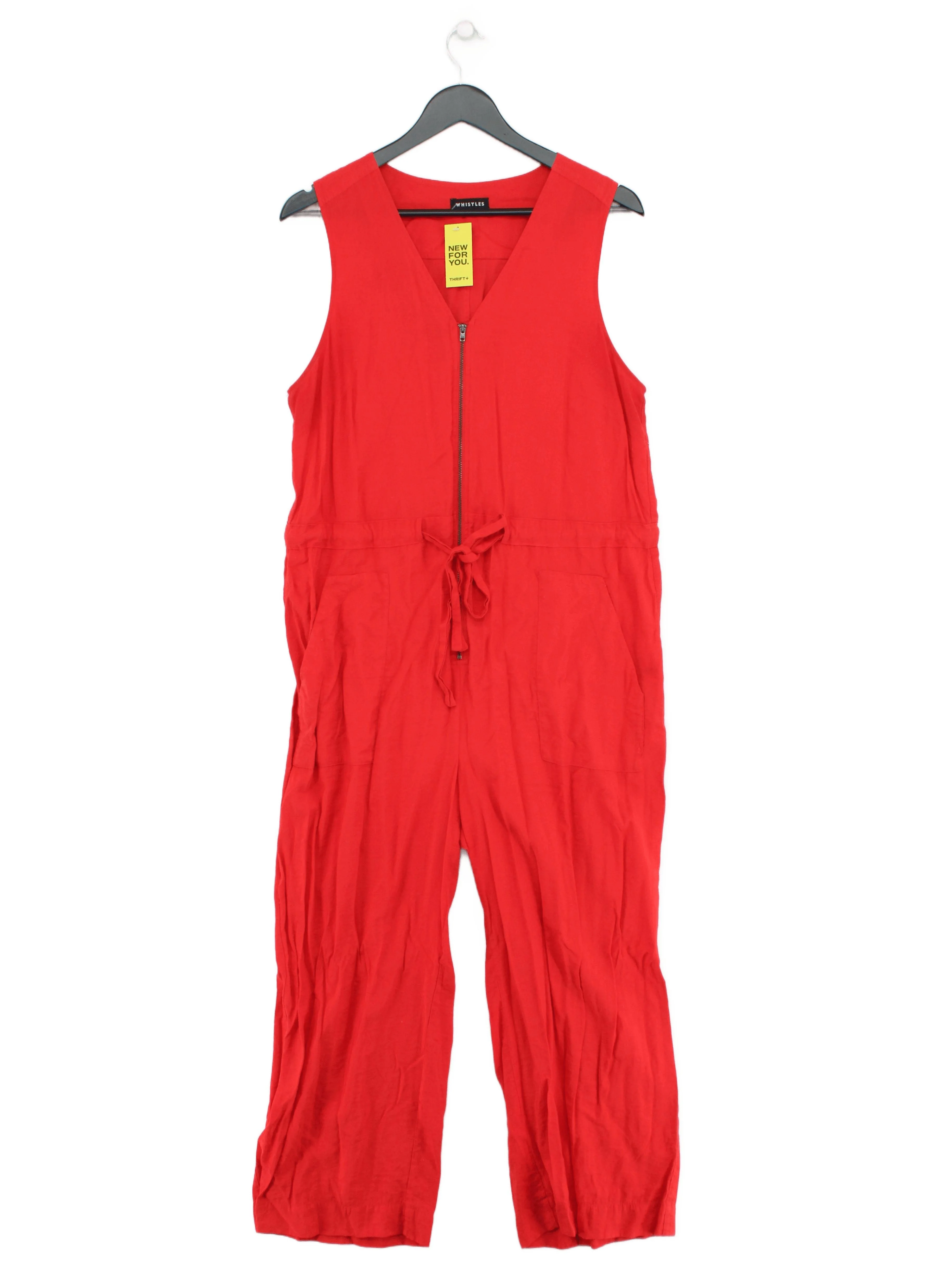 Whistles Women's Jumpsuit UK 16 Red Viscose with Polyamide Wide-Leg Jumpsuit