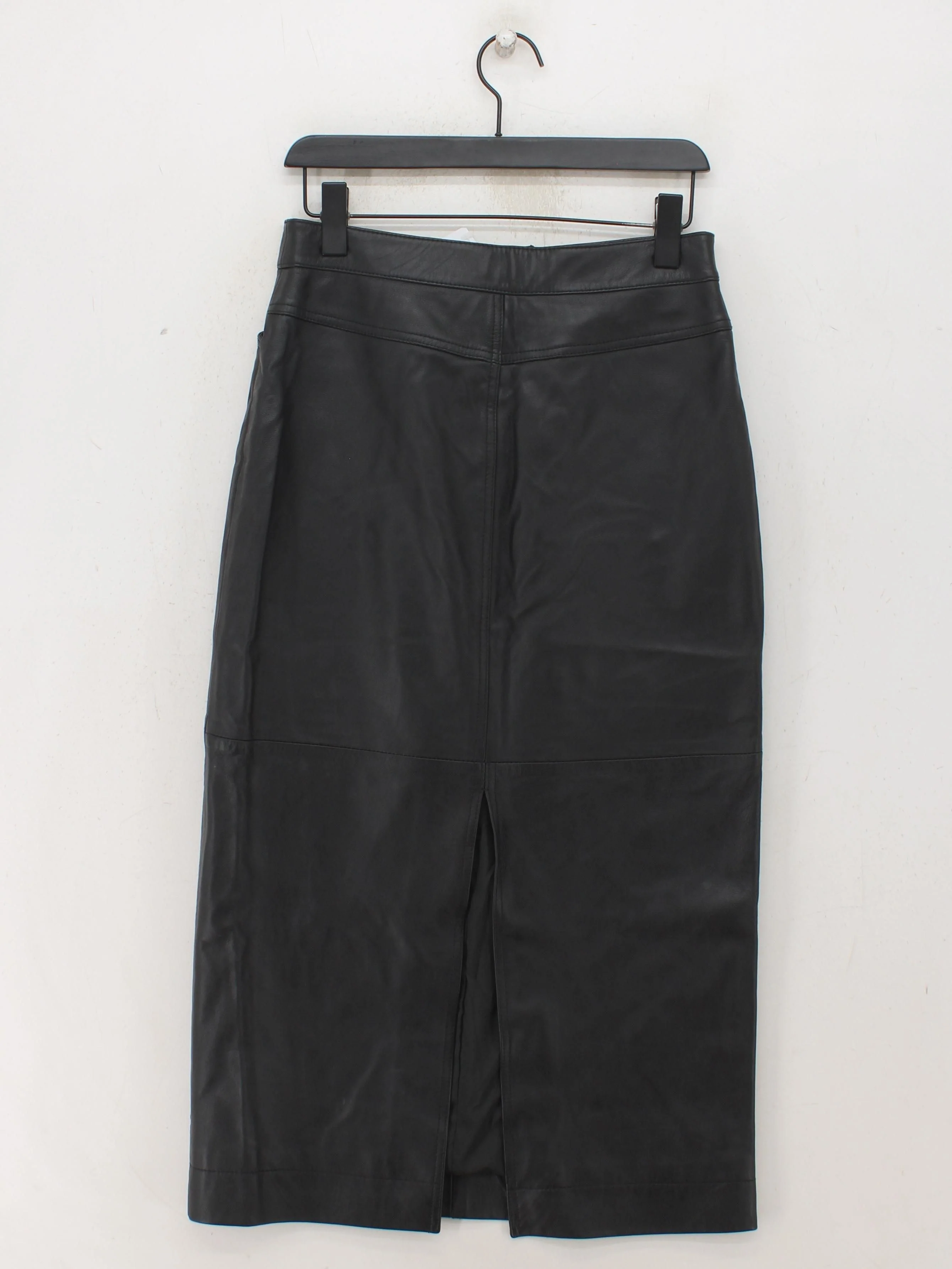 Whistles Women's Midi Skirt UK 10 Black Leather with Polyester Straight & Pencil - Image 2