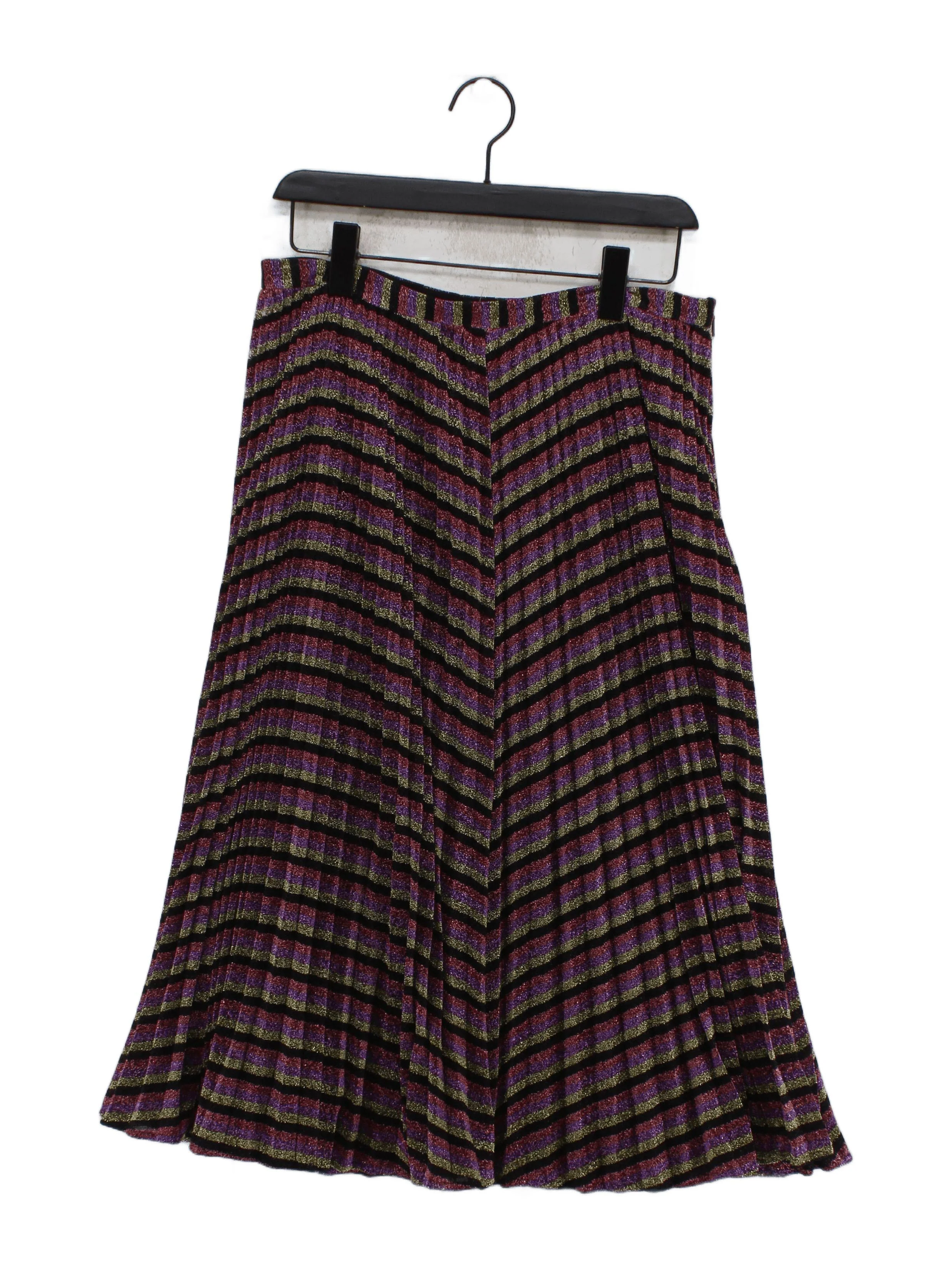 Whistles Women's Midi Skirt UK 14 Multi Striped 100% Other Midi Pleated