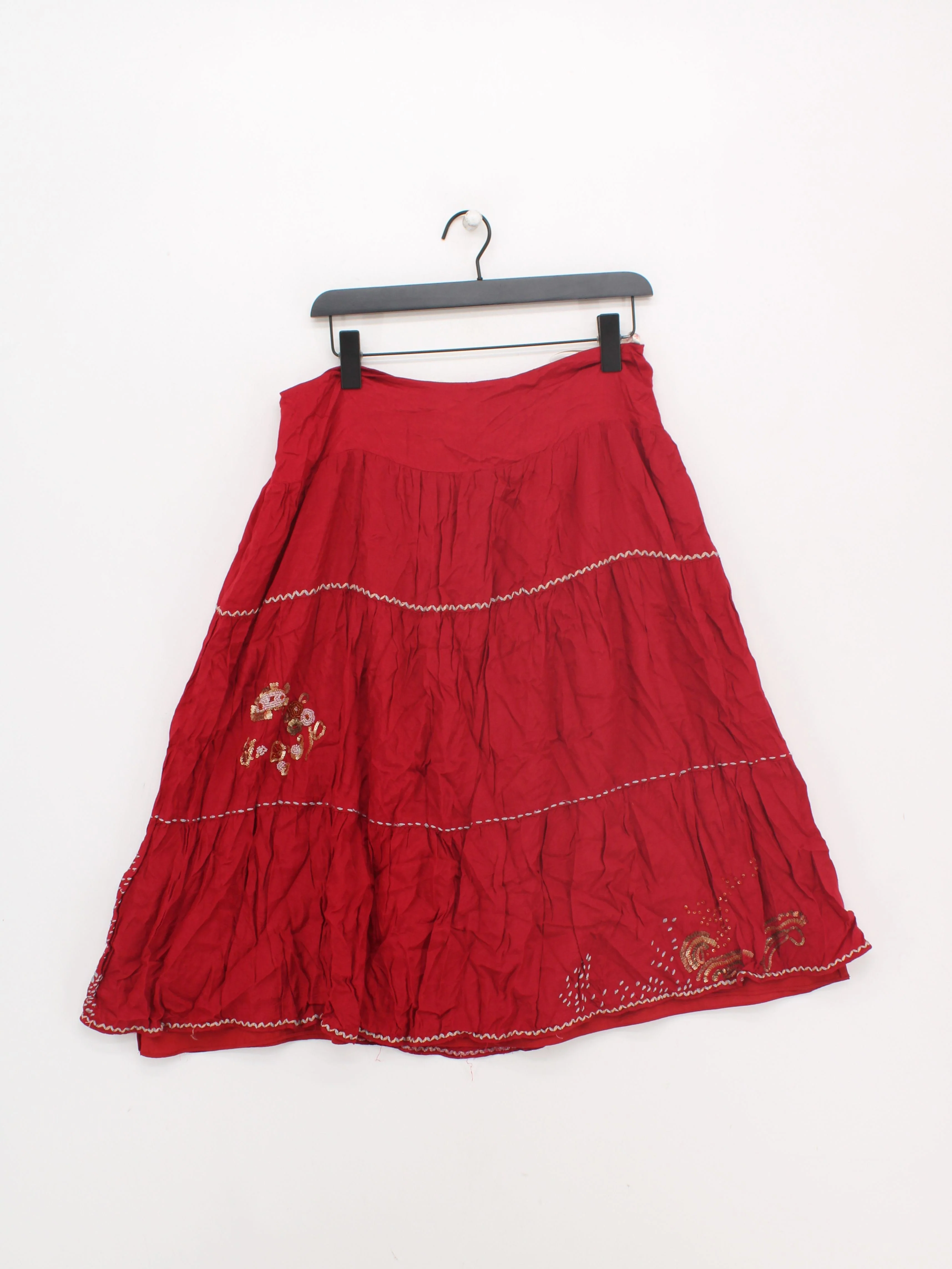 Whistles Women's Midi Skirt UK 14 Red Viscose with Polyester Midi A-Line - Image 2
