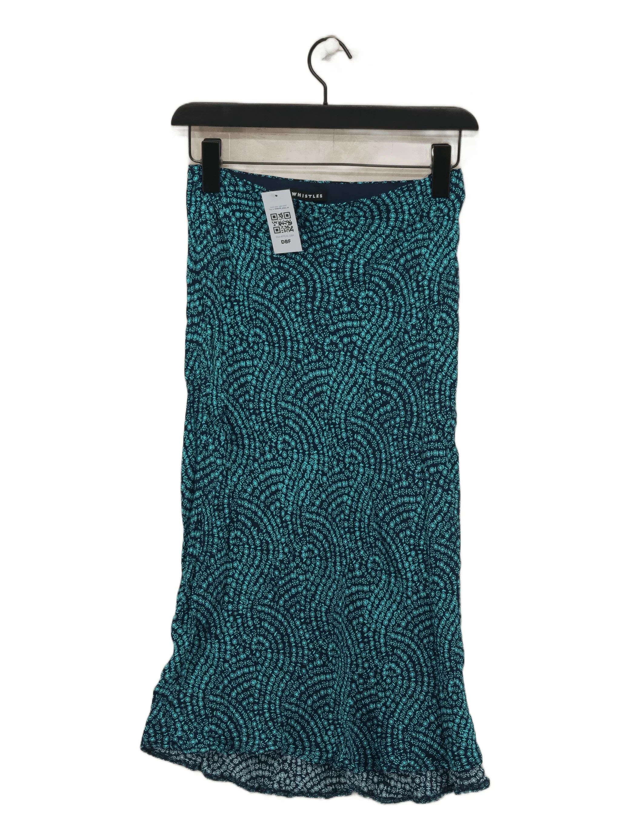 Whistles Women's Midi Skirt UK 8 Blue Geometric 100% Viscose Midi A-Line