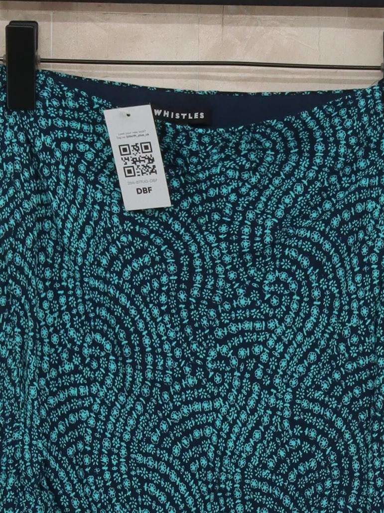 Whistles Women's Midi Skirt UK 8 Blue Geometric 100% Viscose Midi A-Line - Image 3