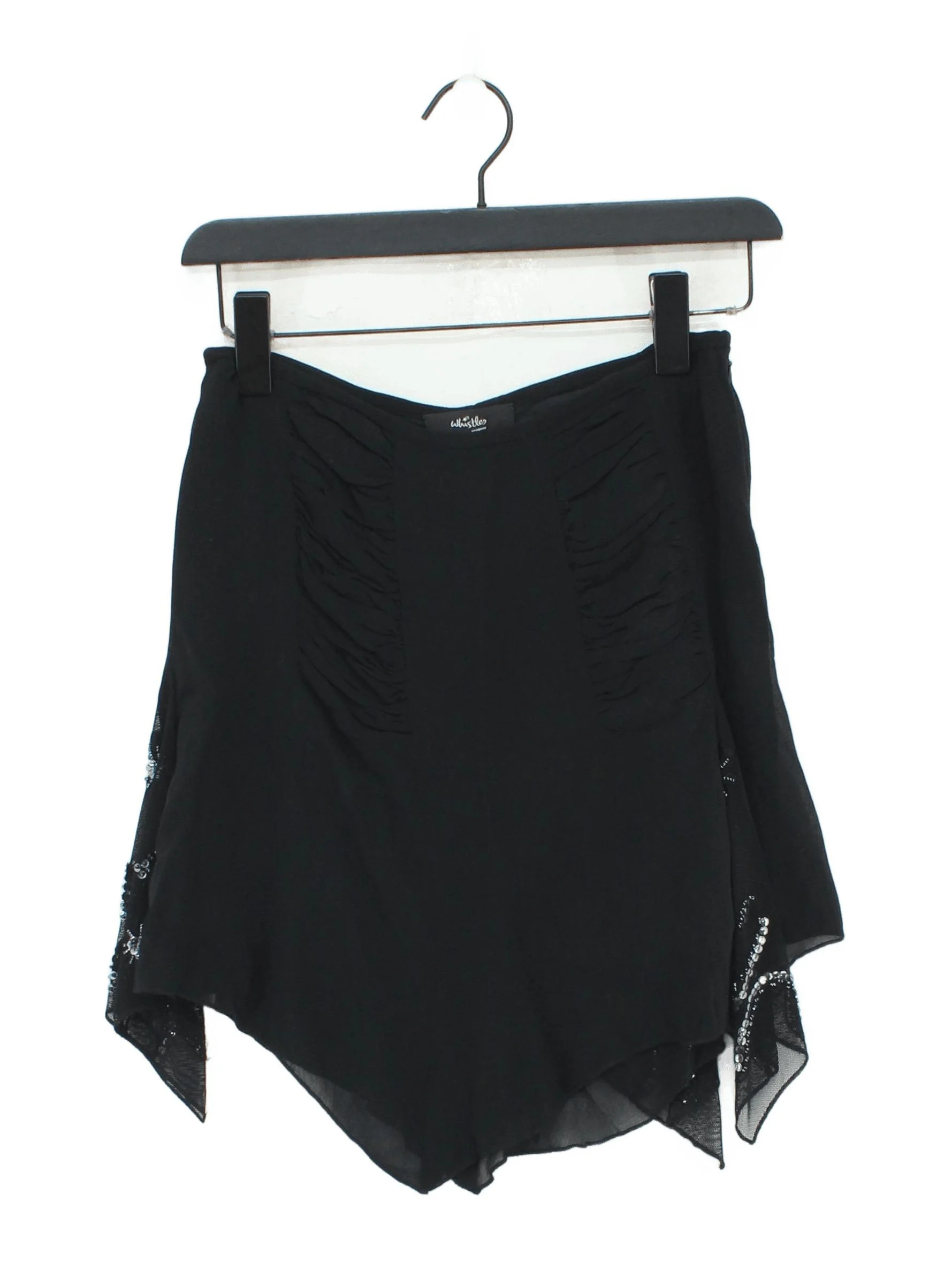 Whistles Women's Mini Skirt UK 10 Black Silk with Polyester Short Mini