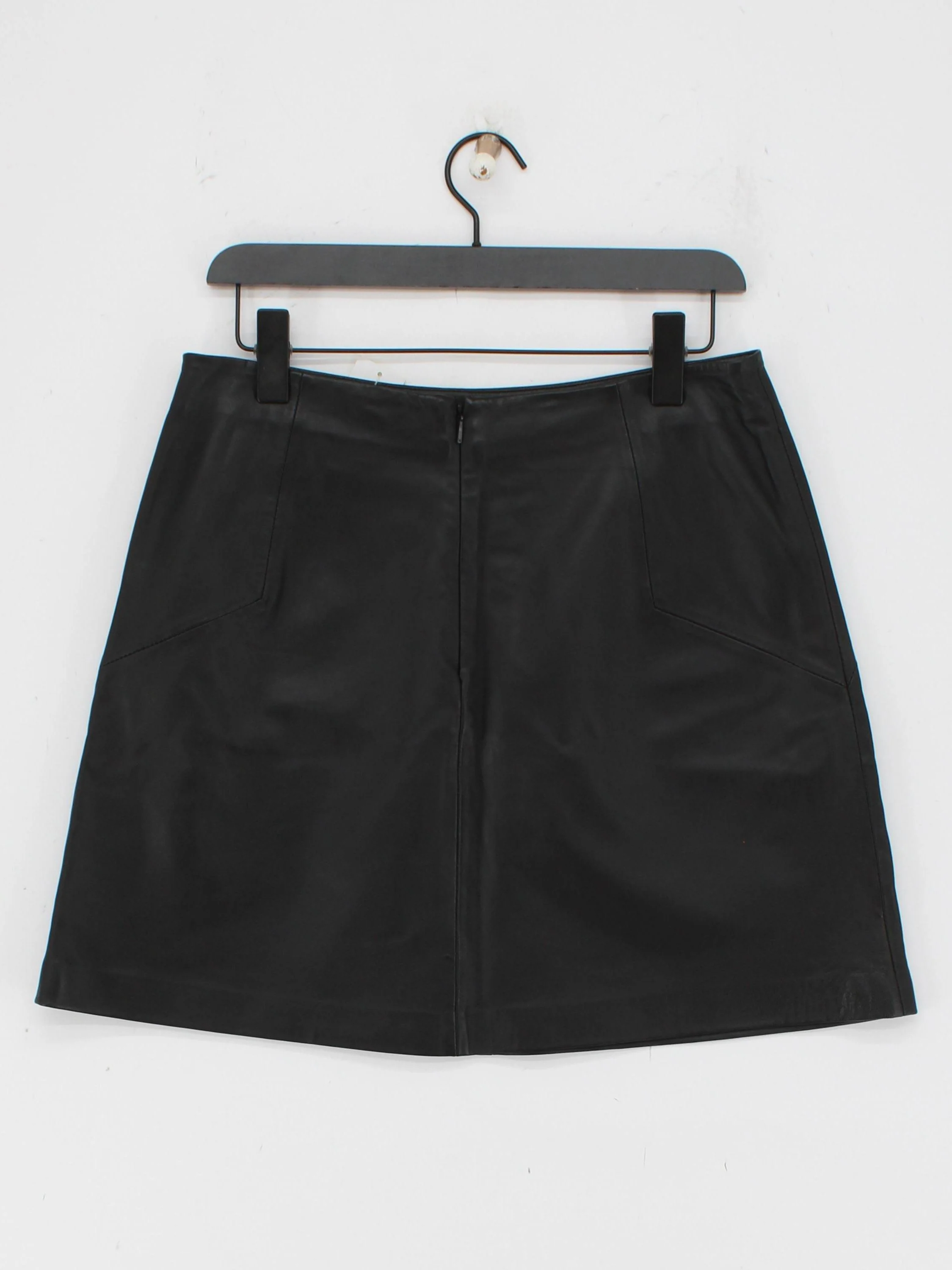 Whistles Women's Mini Skirt UK 12 Black Leather with Polyester Short Mini - Image 2