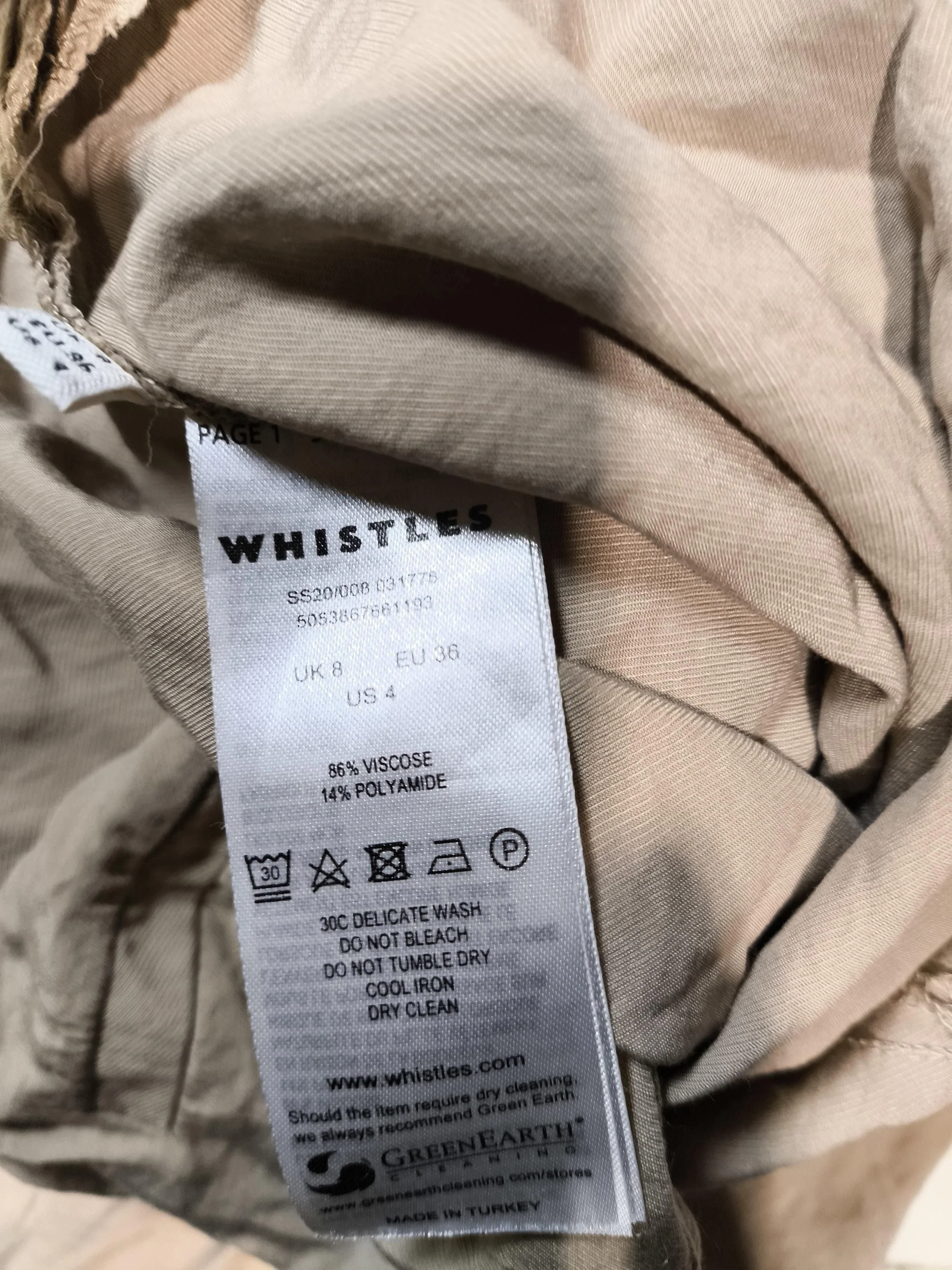 Whistles Women's Suit Trousers UK 8 Tan Viscose with Polyamide Dress Pants - Image 7