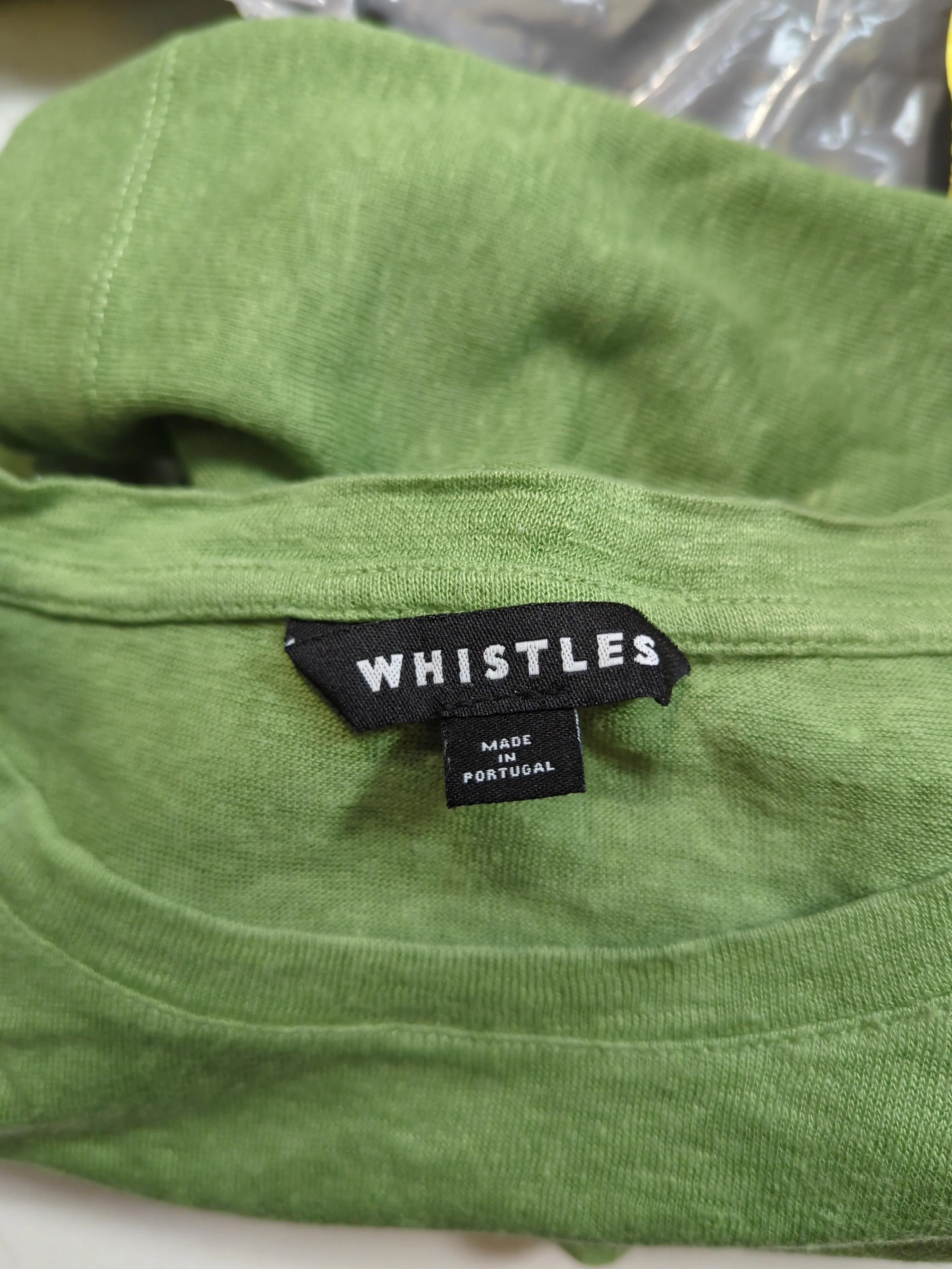 Whistles Women's T-Shirt M Green 100% Linen Short Sleeve Round Neck Basic - Image 5