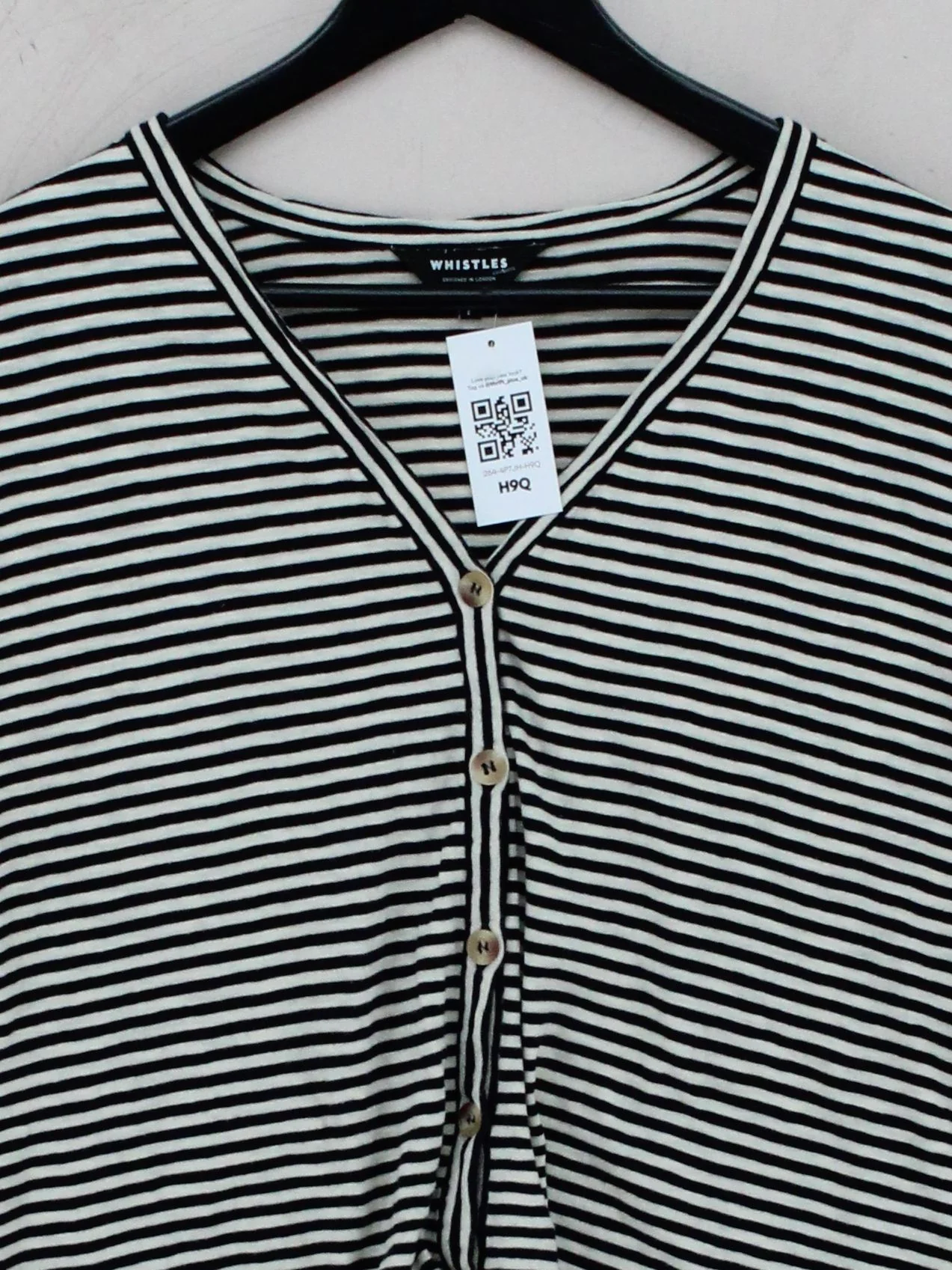 Whistles Women's Top M Multi Striped 100% Cotton Short Sleeve Round Neck Basic - Image 3