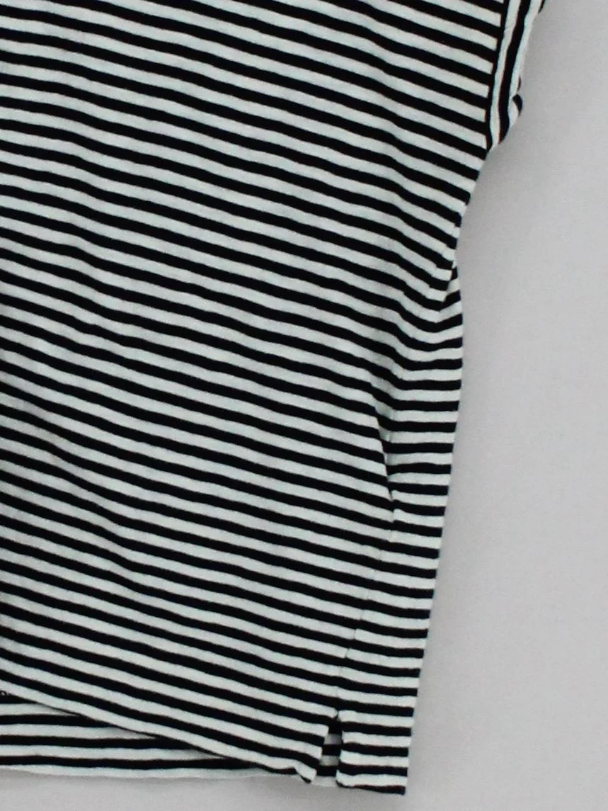 Whistles Women's Top M Multi Striped 100% Cotton Short Sleeve Round Neck Basic - Image 4