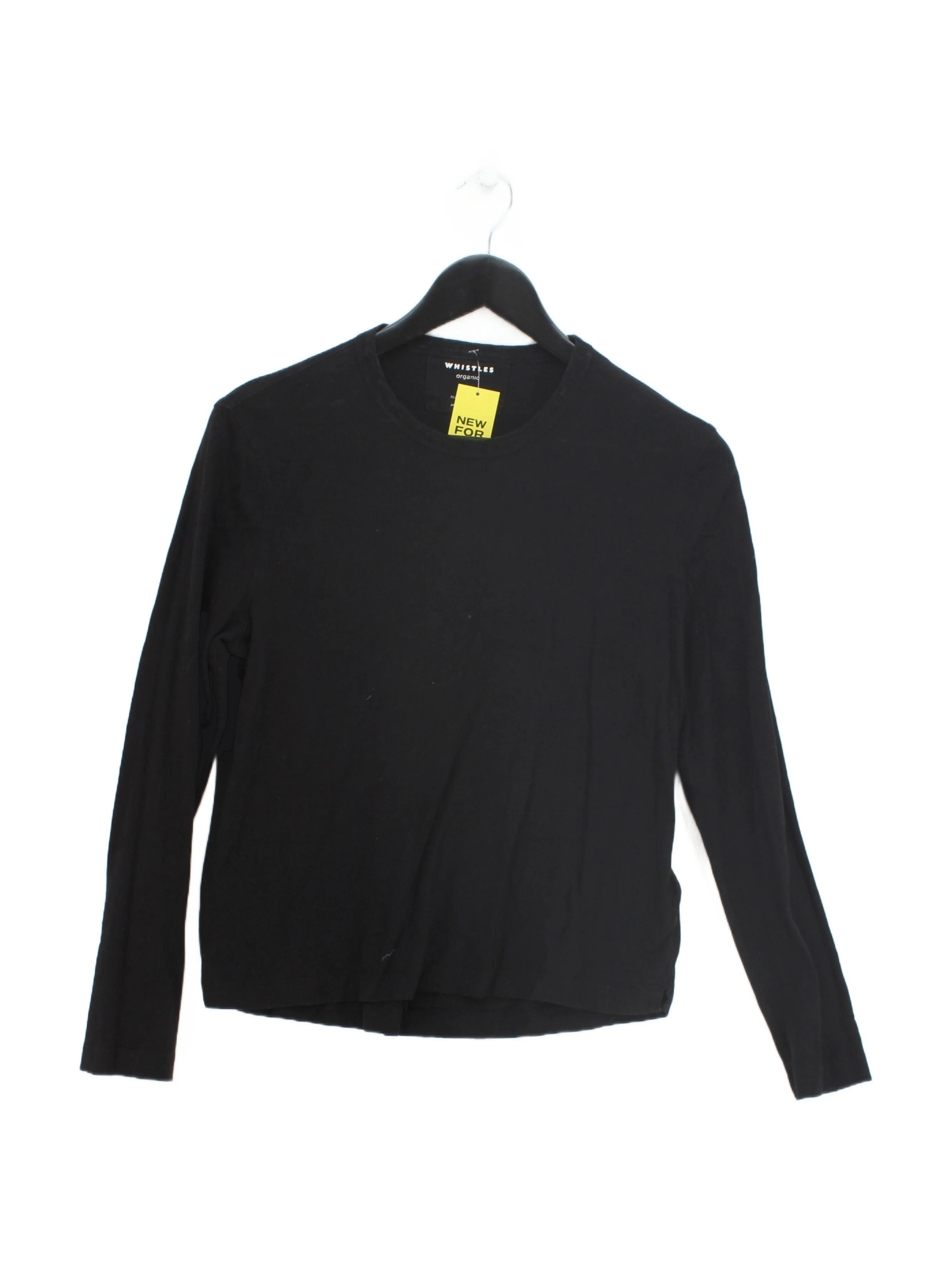 Whistles Women's Top S Black 100% Cotton Long Sleeve Round Neck Basic