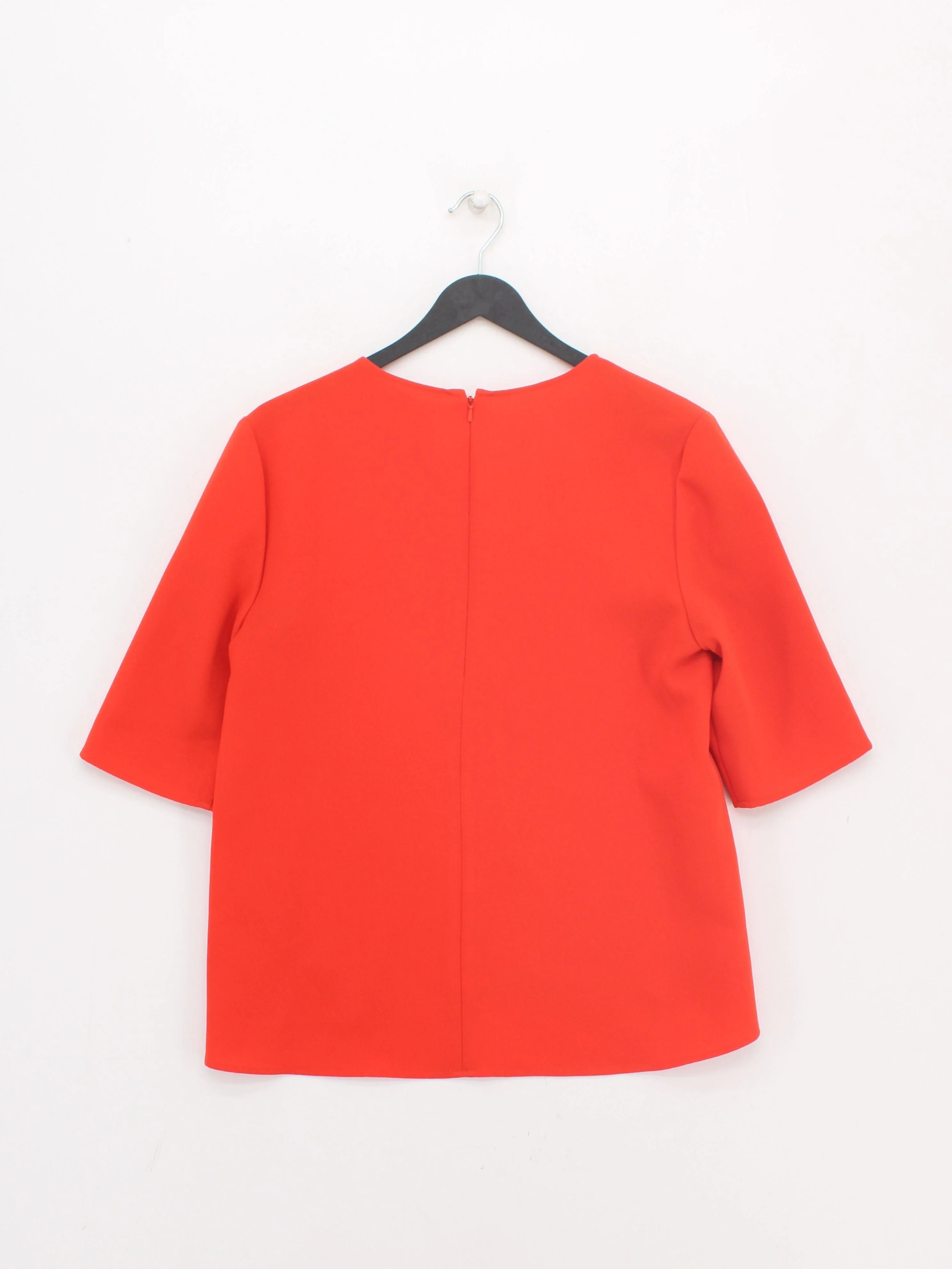 Whistles Women's Top UK 10 Orange 100% Polyester 3/4 Sleeve Round Neck Basic - Image 2