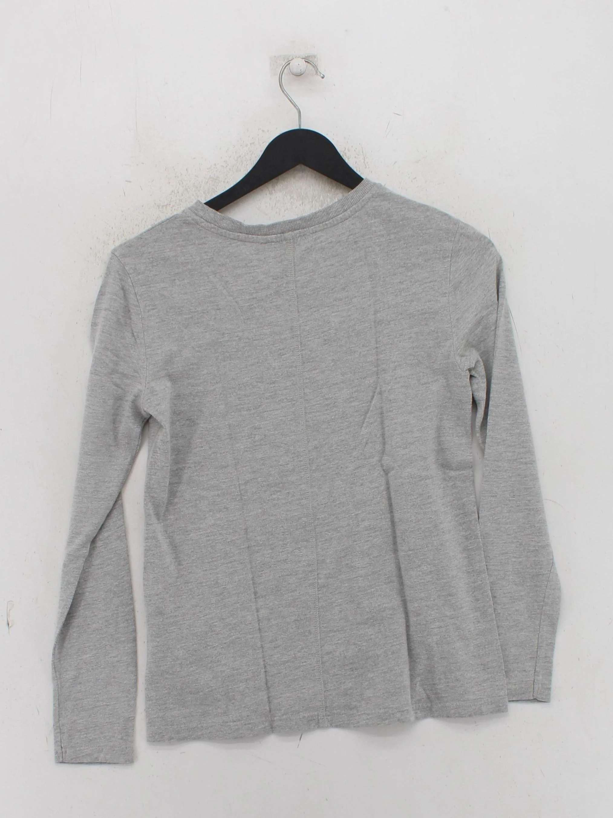 Whistles Women's Top XS Grey Cotton with Polyester Long Sleeve Round Neck Basic - Image 2