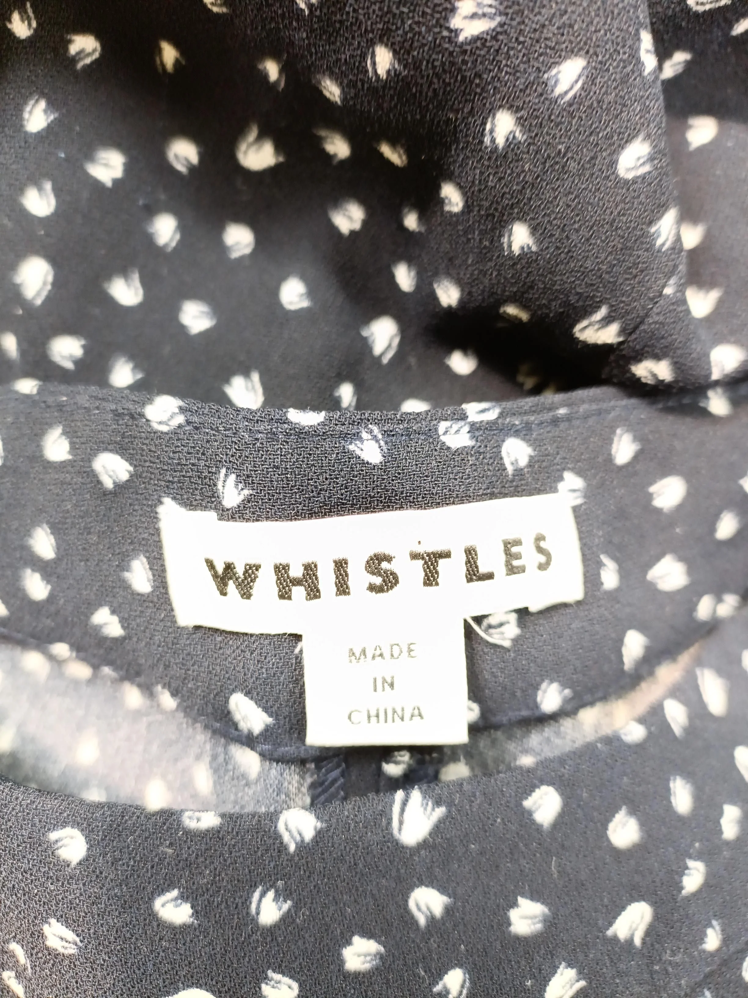 Whistles Women's Trousers UK 10 Black Polkadot 100% Polyester Wide-Leg Cropped - Image 6