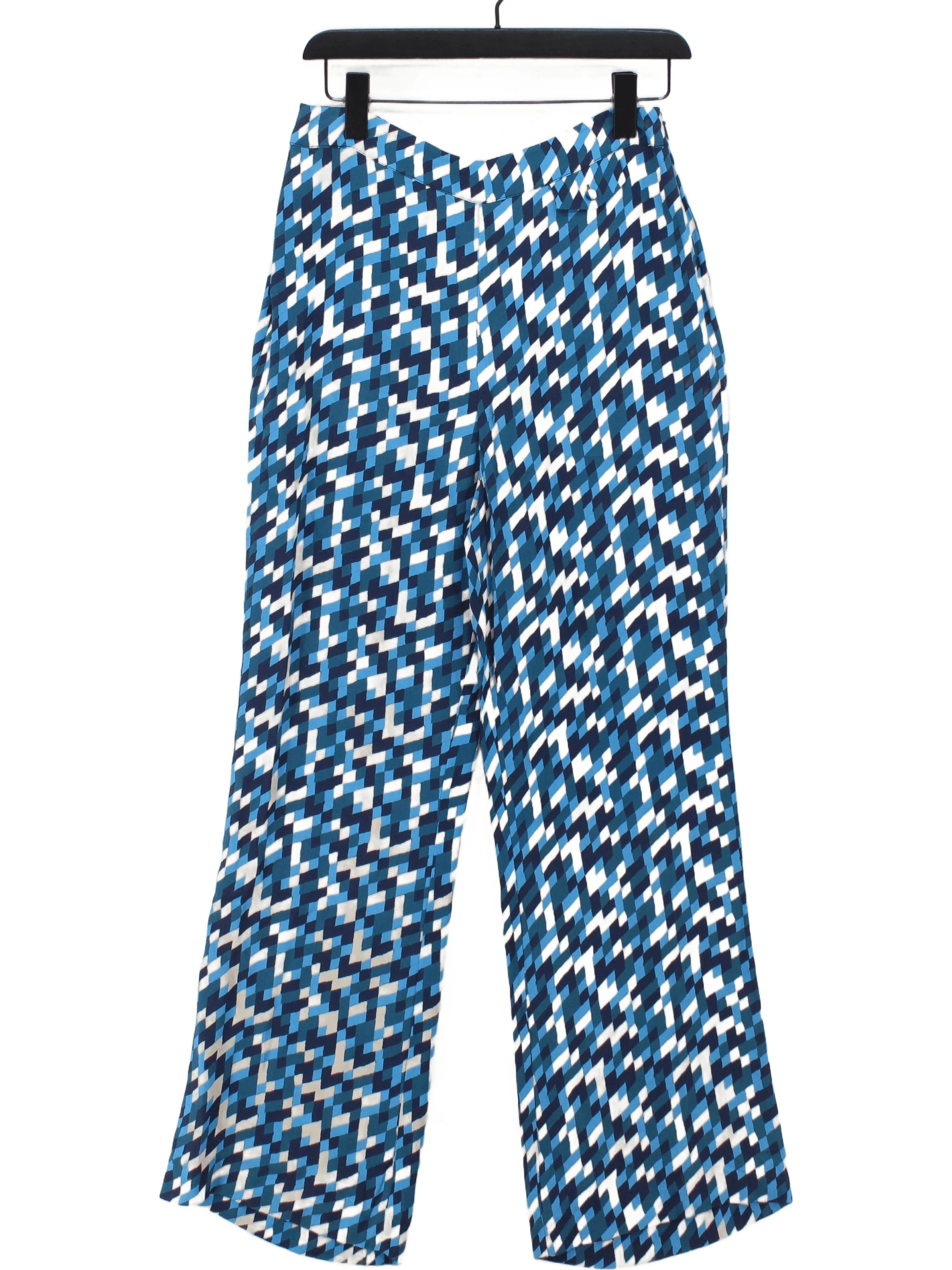 Whistles Women's Trousers UK 10 Multi Geometric 100% Viscose Wide-Leg Chino