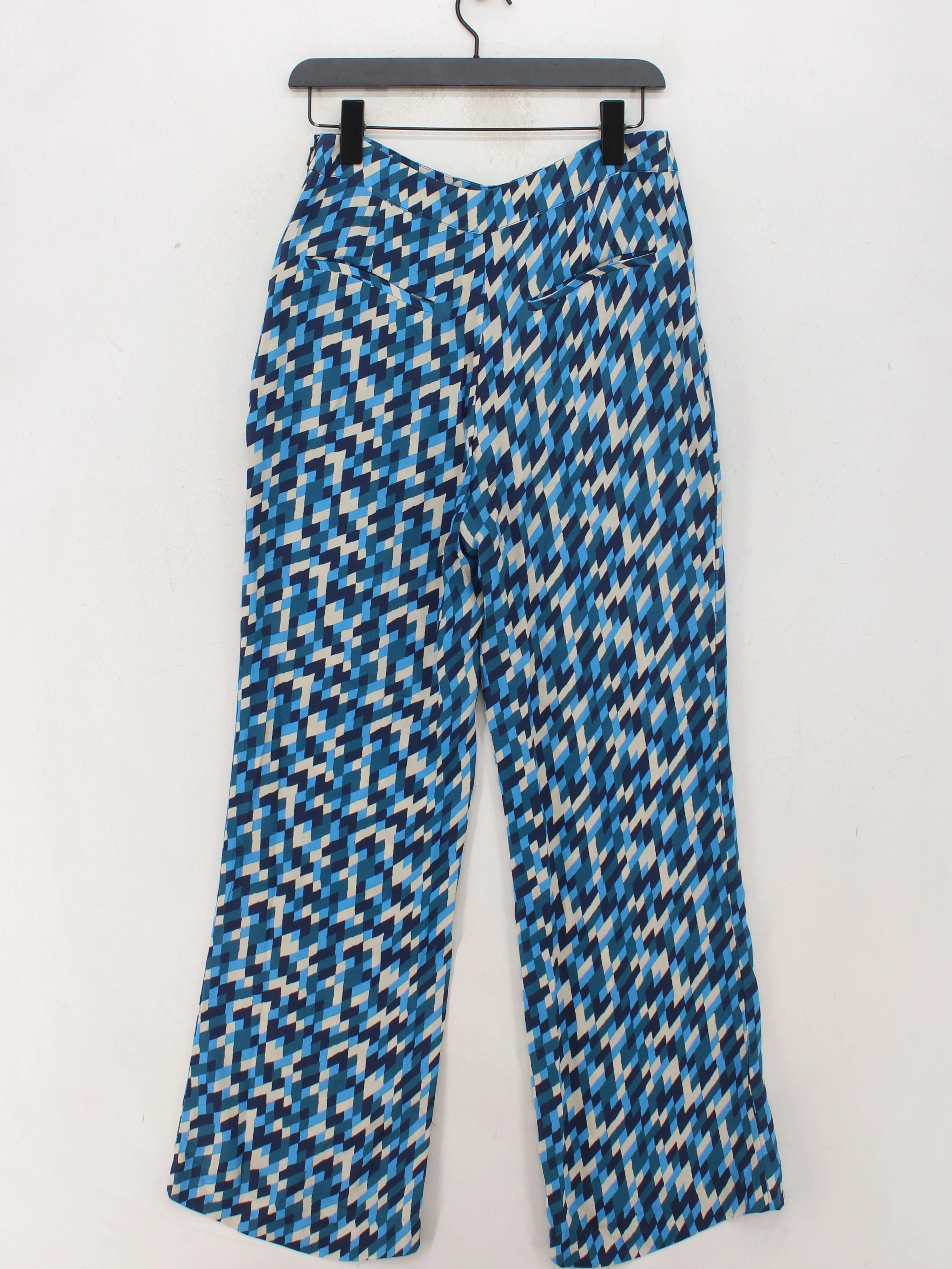 Whistles Women's Trousers UK 10 Multi Geometric 100% Viscose Wide-Leg Chino - Image 2