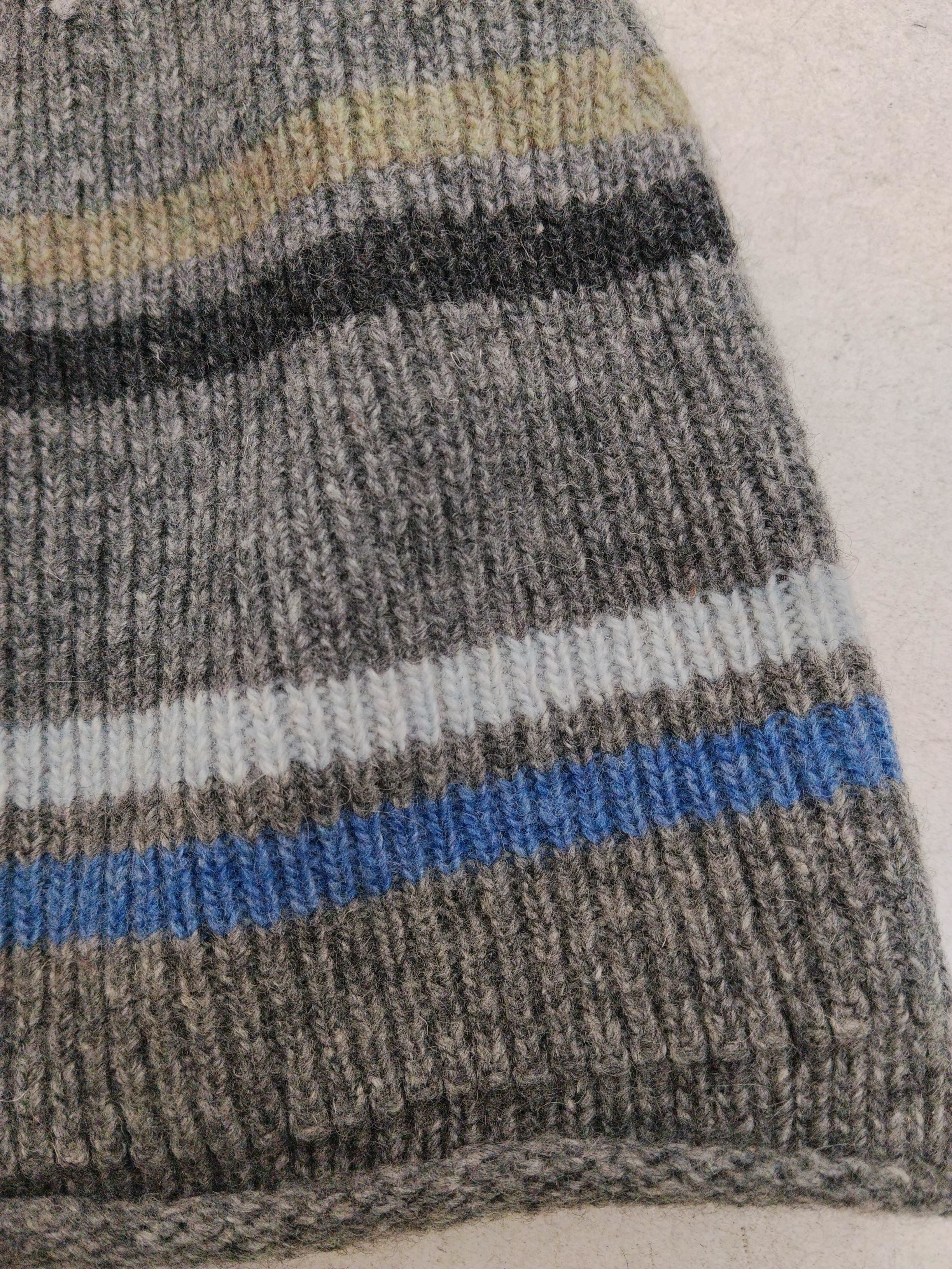 White Stuff Men's Hat M Grey Striped 100% Wool Beanie - Image 3