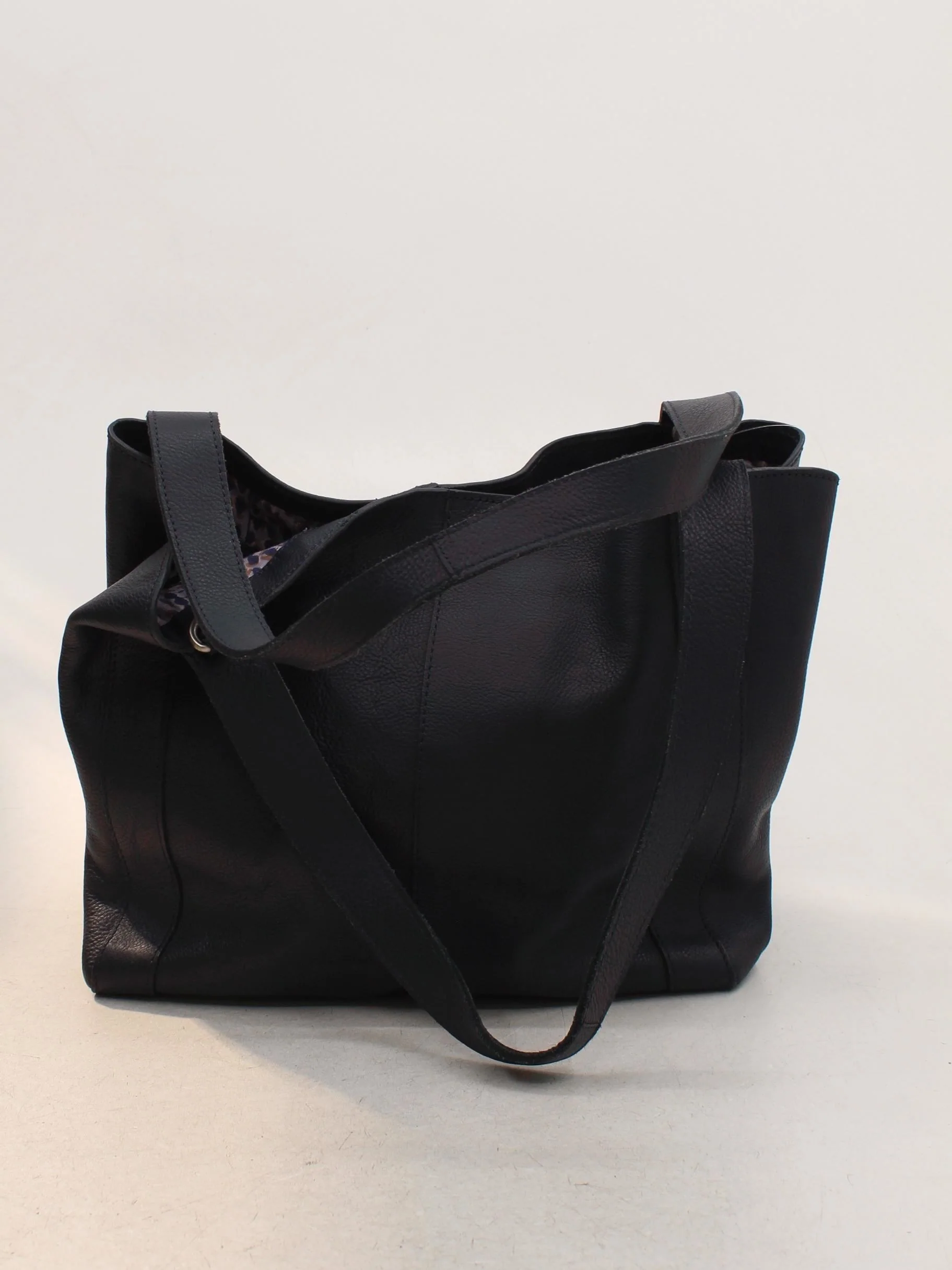White Stuff Women's Bag Black Animal Print Leather with Cotton Tote - Image 2