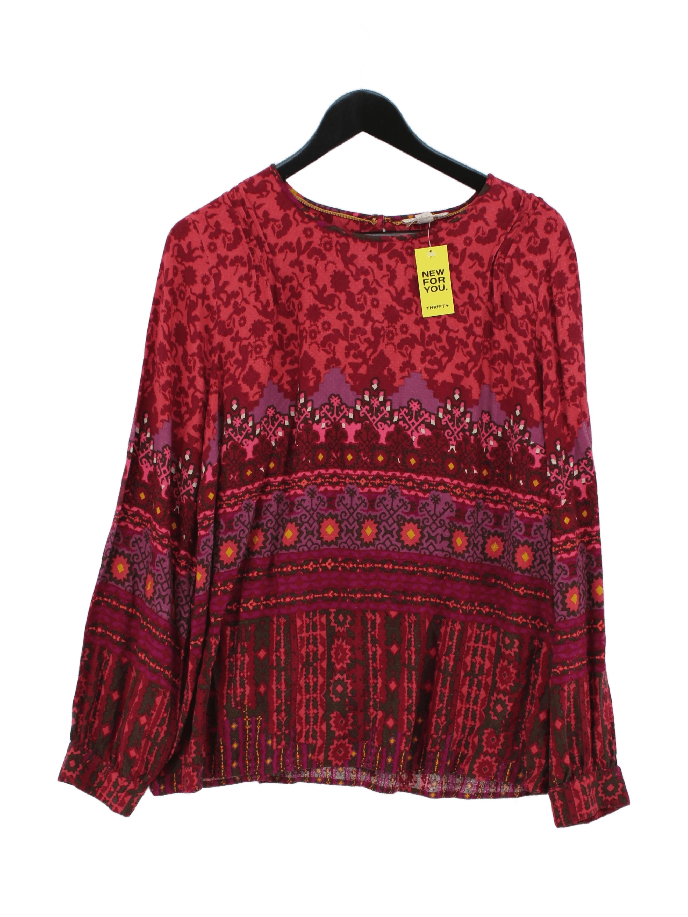 White Stuff Women's Blouse UK 18 Multi 100% Viscose Long Sleeve Round Neck Basic