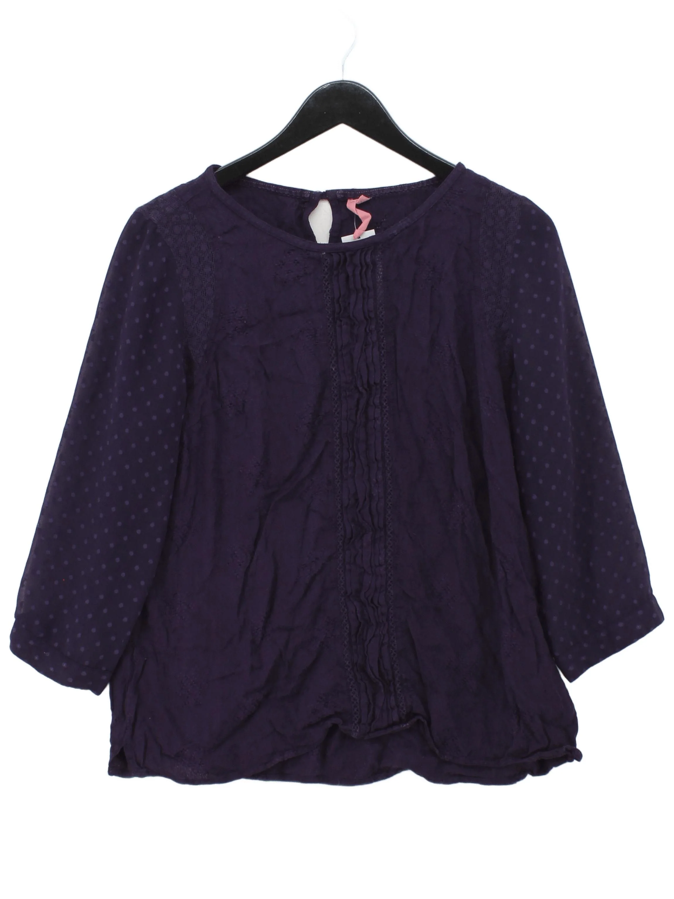 White Stuff Women's Blouse UK 18 Purple 100% Other 3/4 Sleeve Round Neck Basic