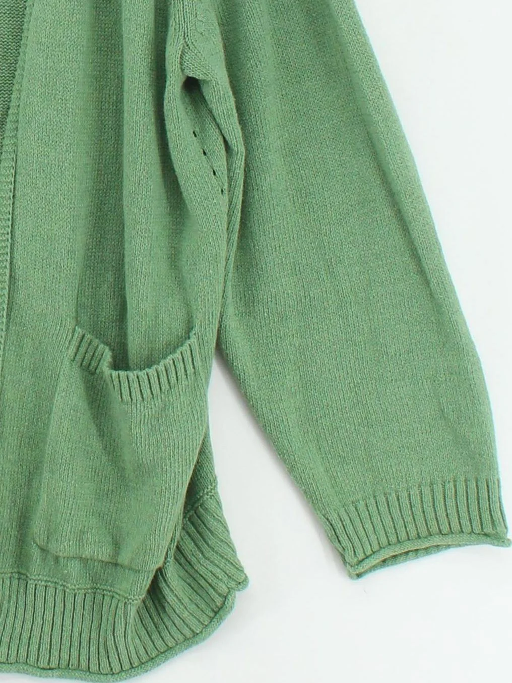 White Stuff Women's Cardigan L Green Cotton with Linen V-Neck Cardigan - Image 4