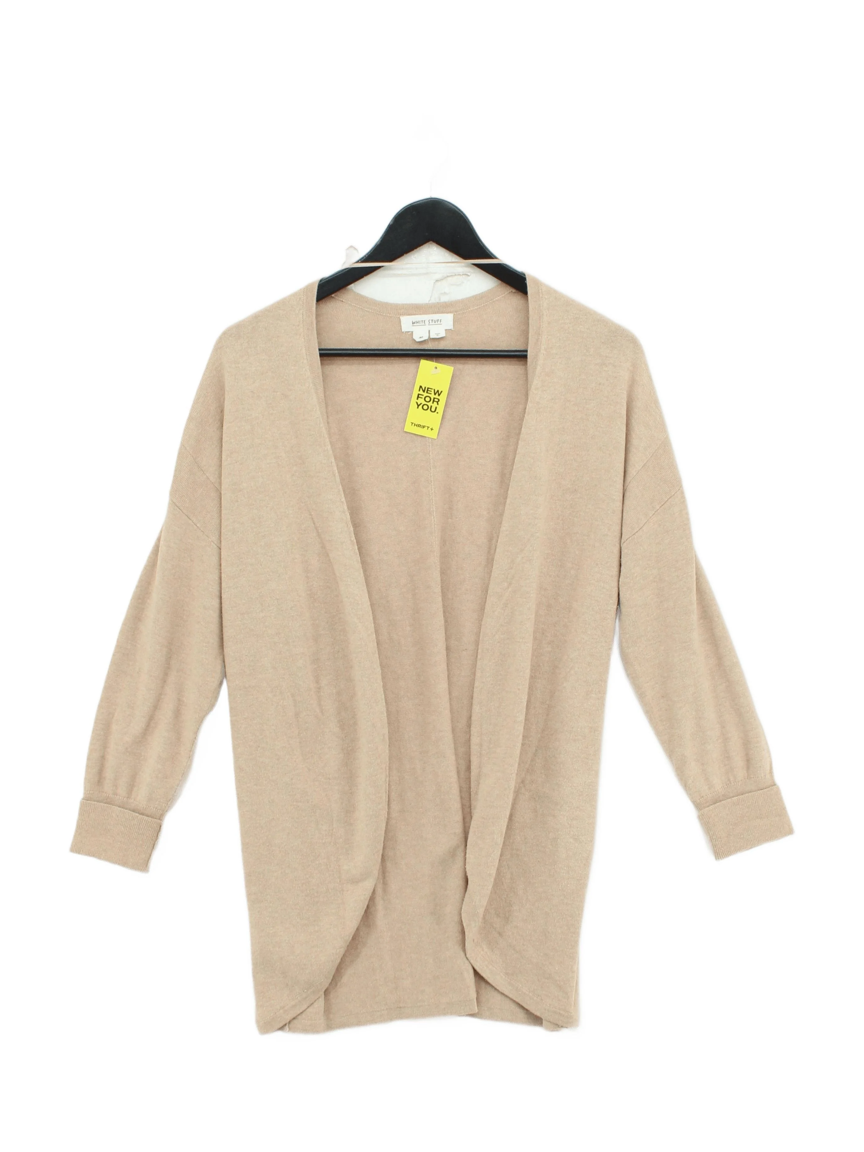 White Stuff Women's Cardigan M Tan Cotton with Viscose, Polyester Cardigan