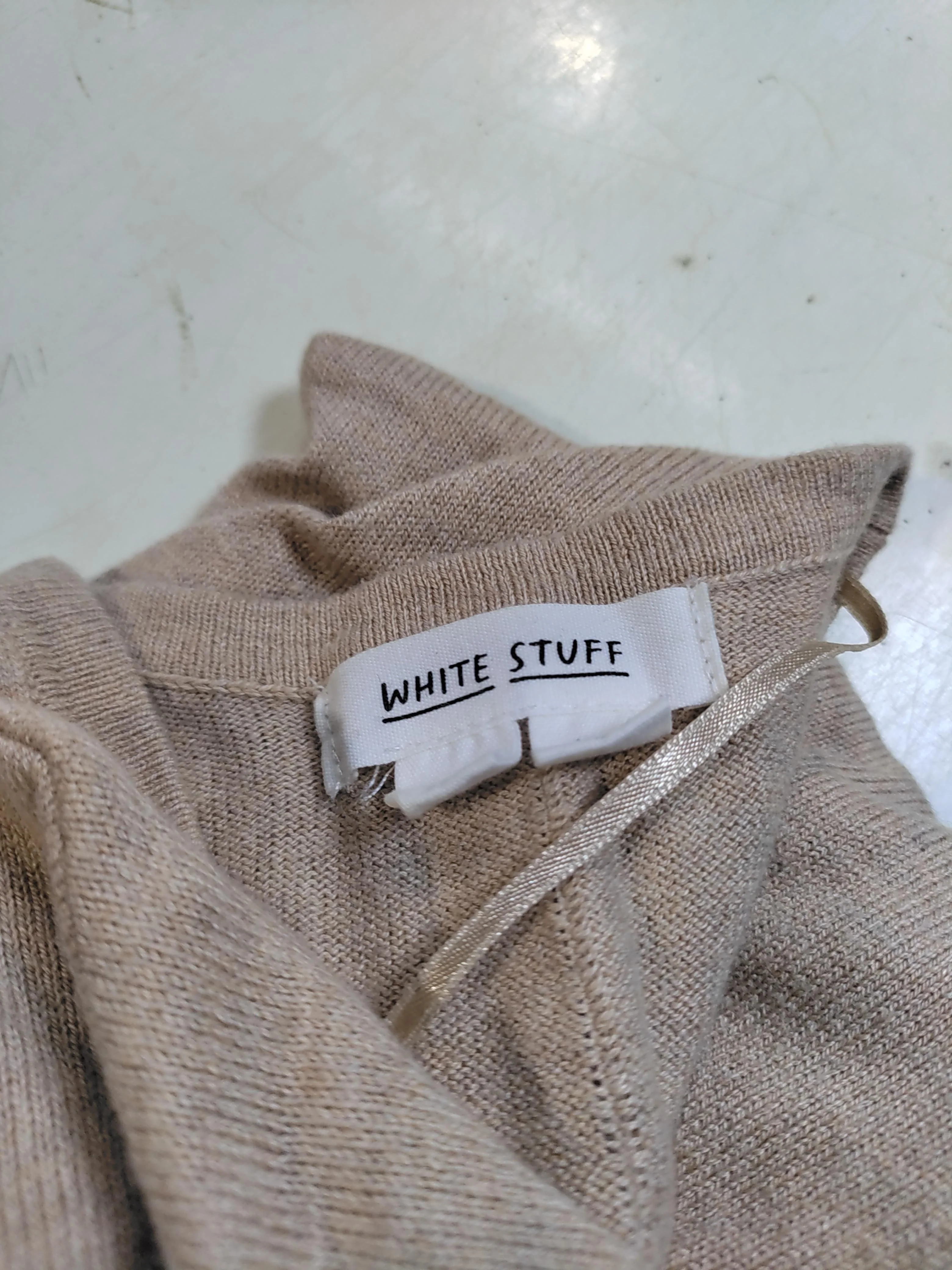 White Stuff Women's Cardigan M Tan Cotton with Viscose, Polyester Cardigan - Image 6