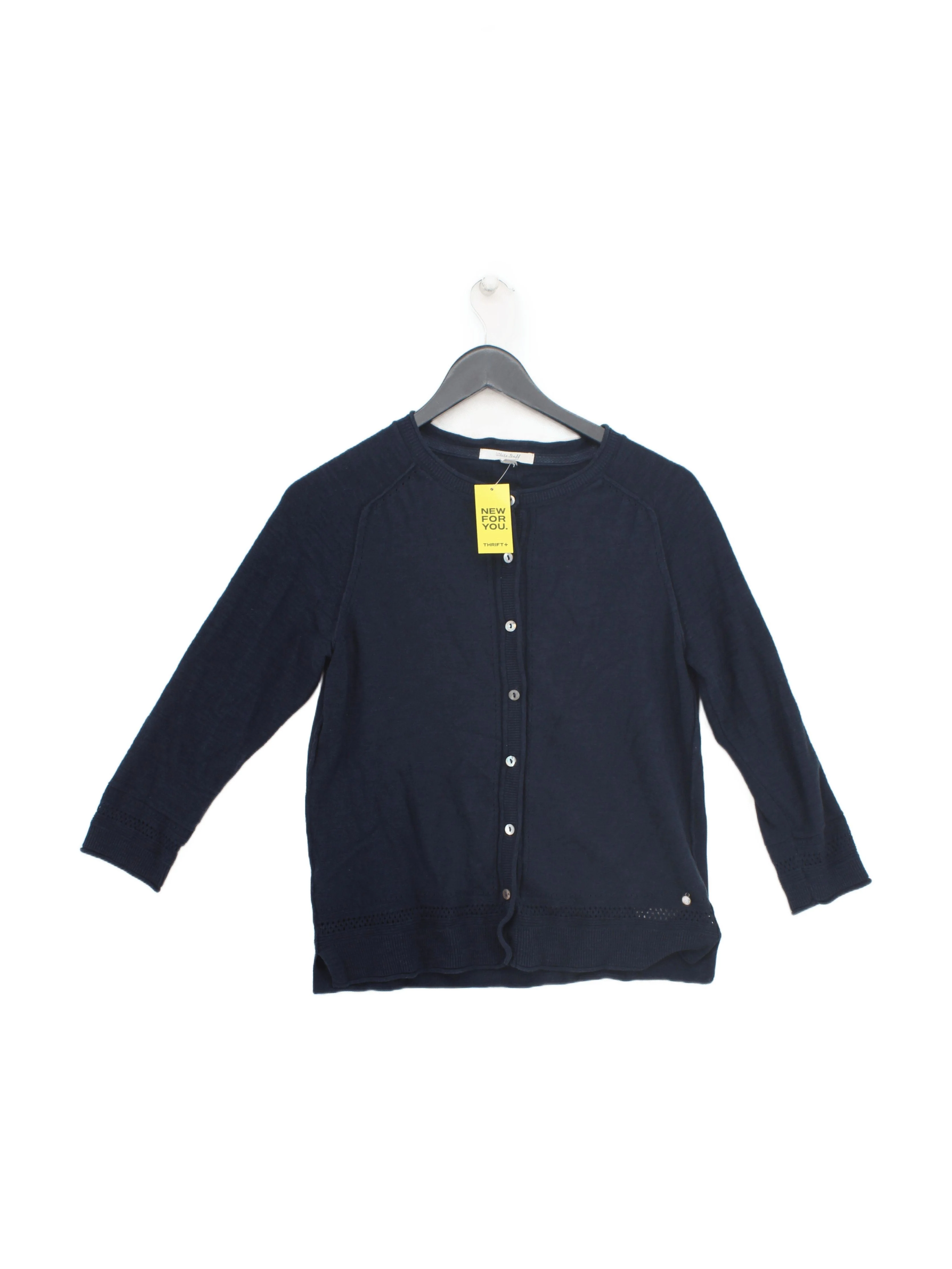 White Stuff Women's Cardigan UK 10 Blue 100% Cotton Round Neck Cardigan