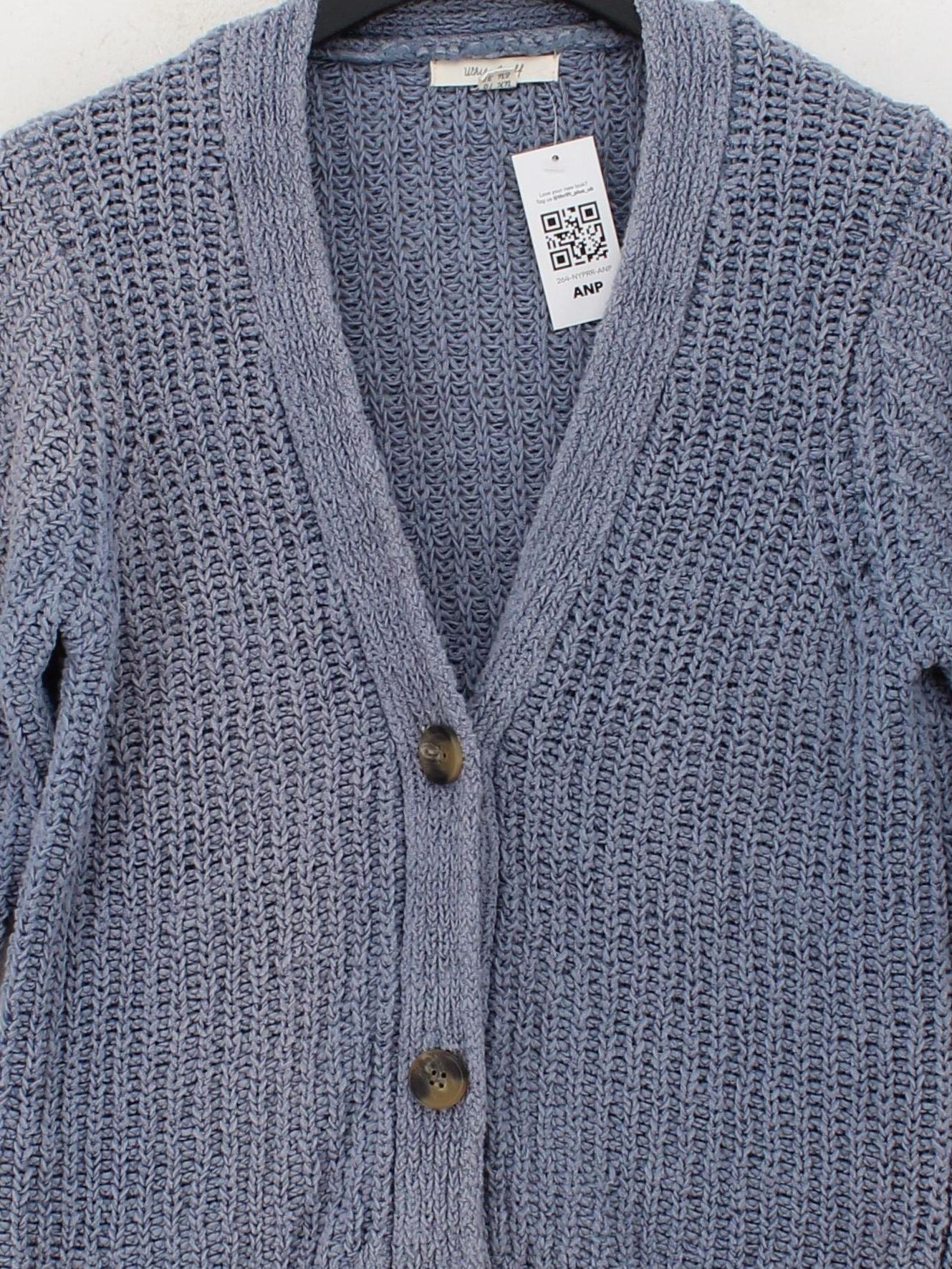 White Stuff Women's Cardigan UK 10 Blue Cotton with Polyamide V-Neck Cardigan - Image 3