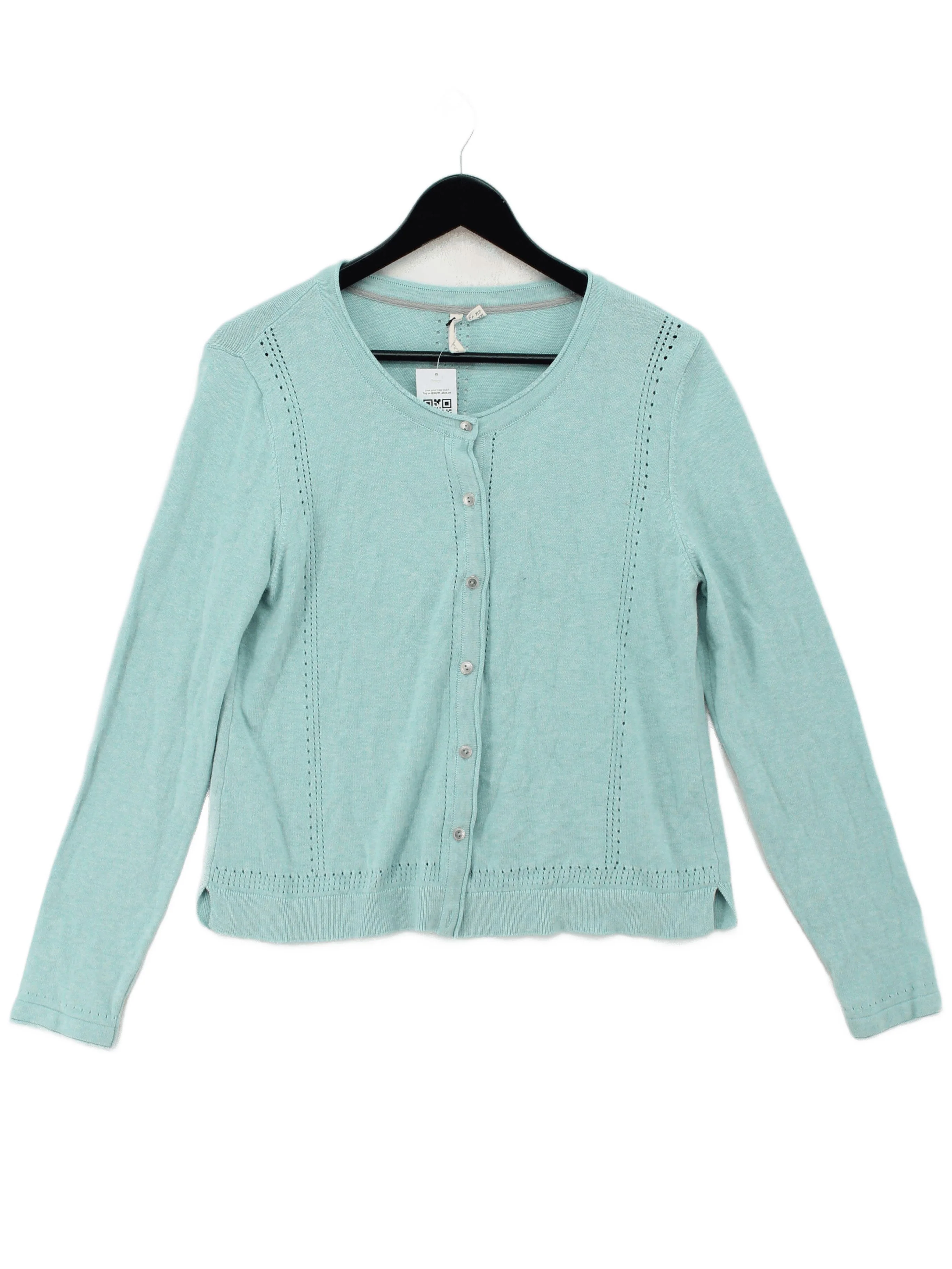 White Stuff Women's Cardigan UK 12 Blue 100% Cotton Round Neck Cardigan