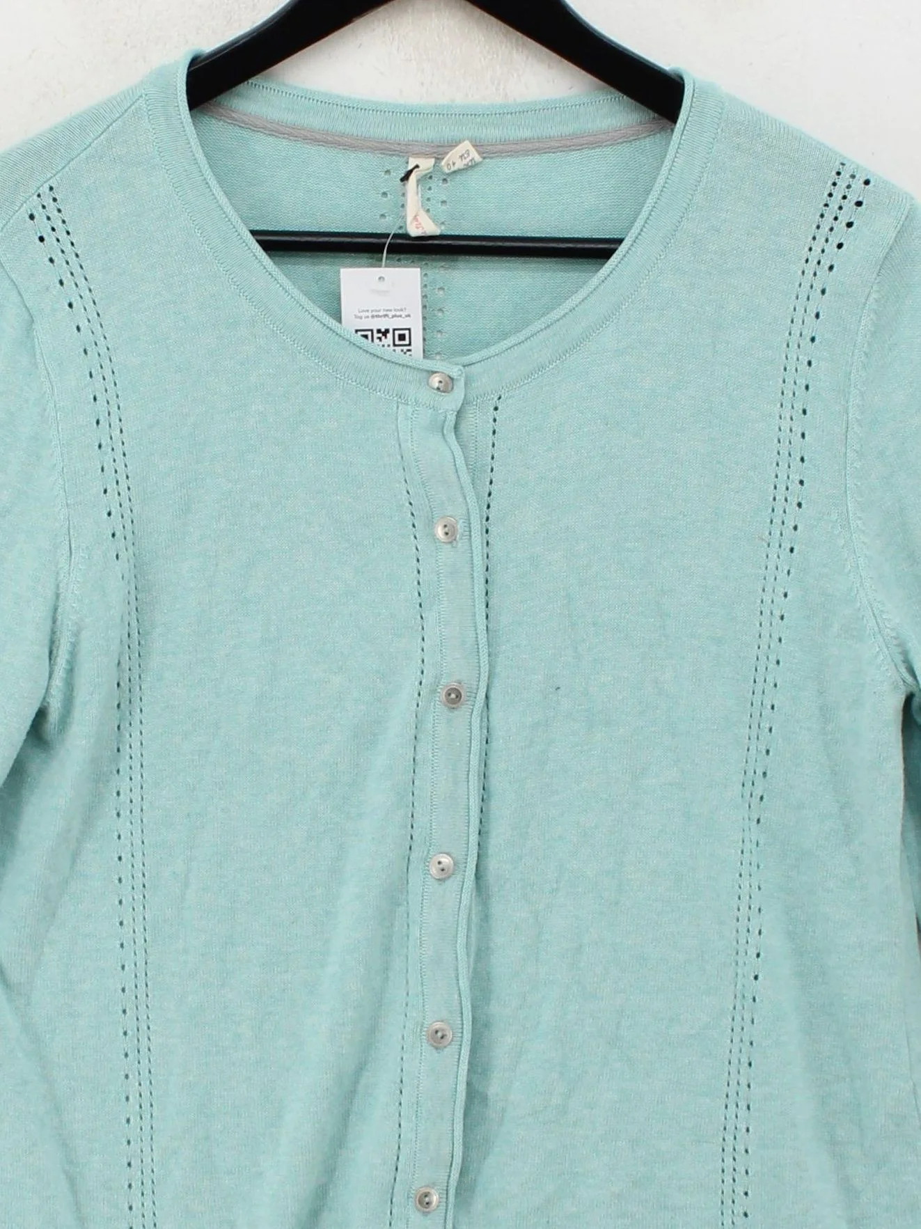 White Stuff Women's Cardigan UK 12 Blue 100% Cotton Round Neck Cardigan - Image 3