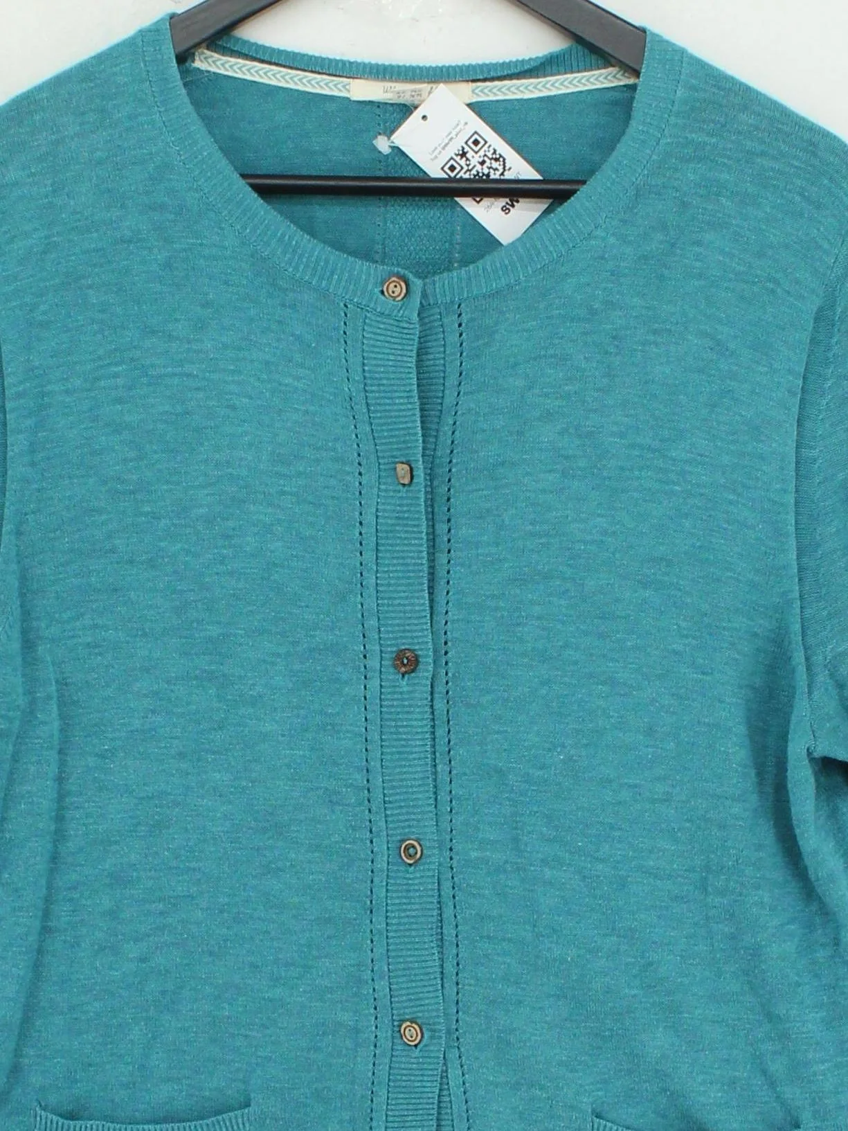 White Stuff Women's Cardigan UK 16 Blue 100% Cotton Round Neck Cardigan - Image 3