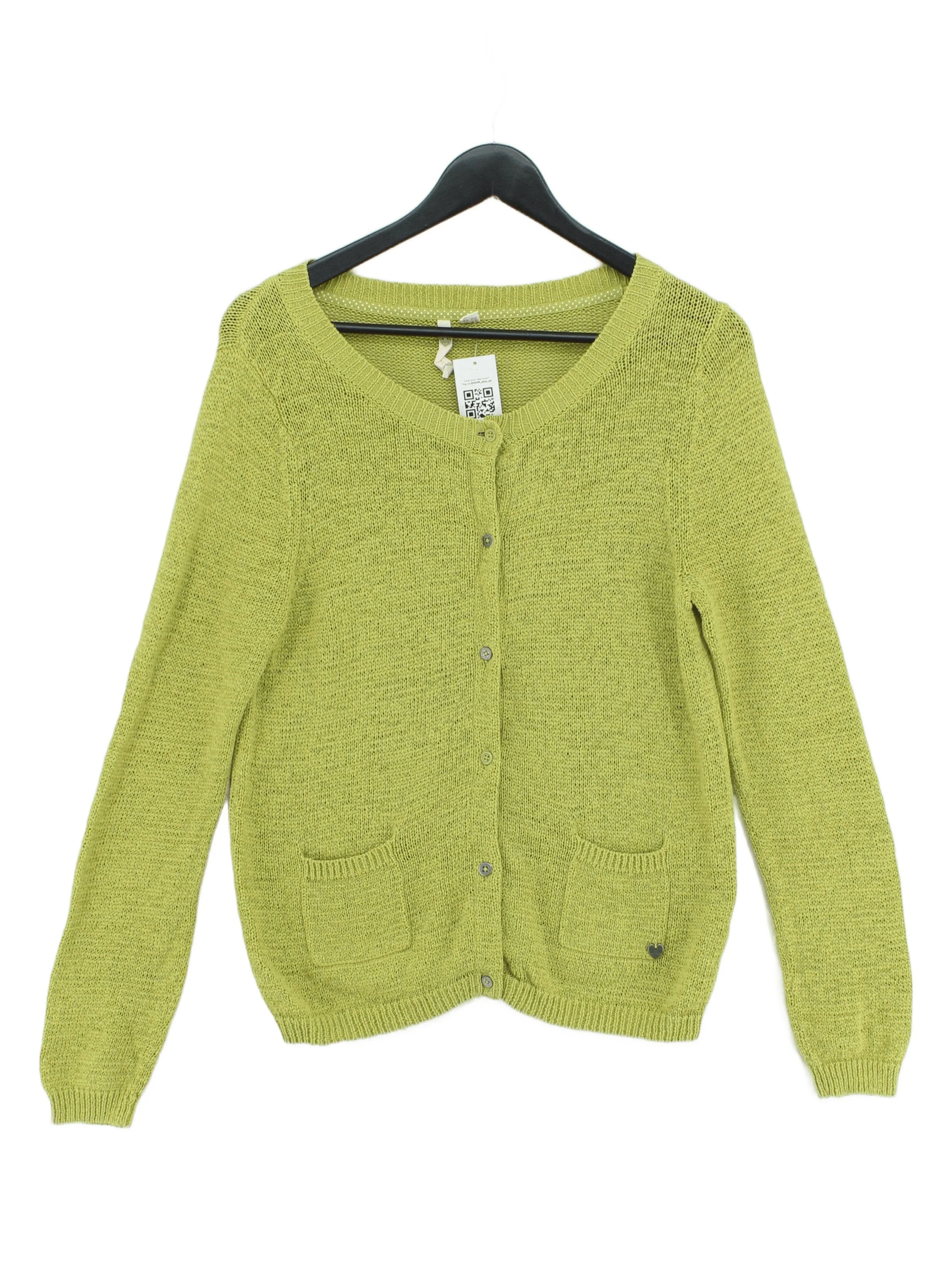 White Stuff Women's Cardigan UK 16 Green Linen with Cotton, Nylon Cardigan