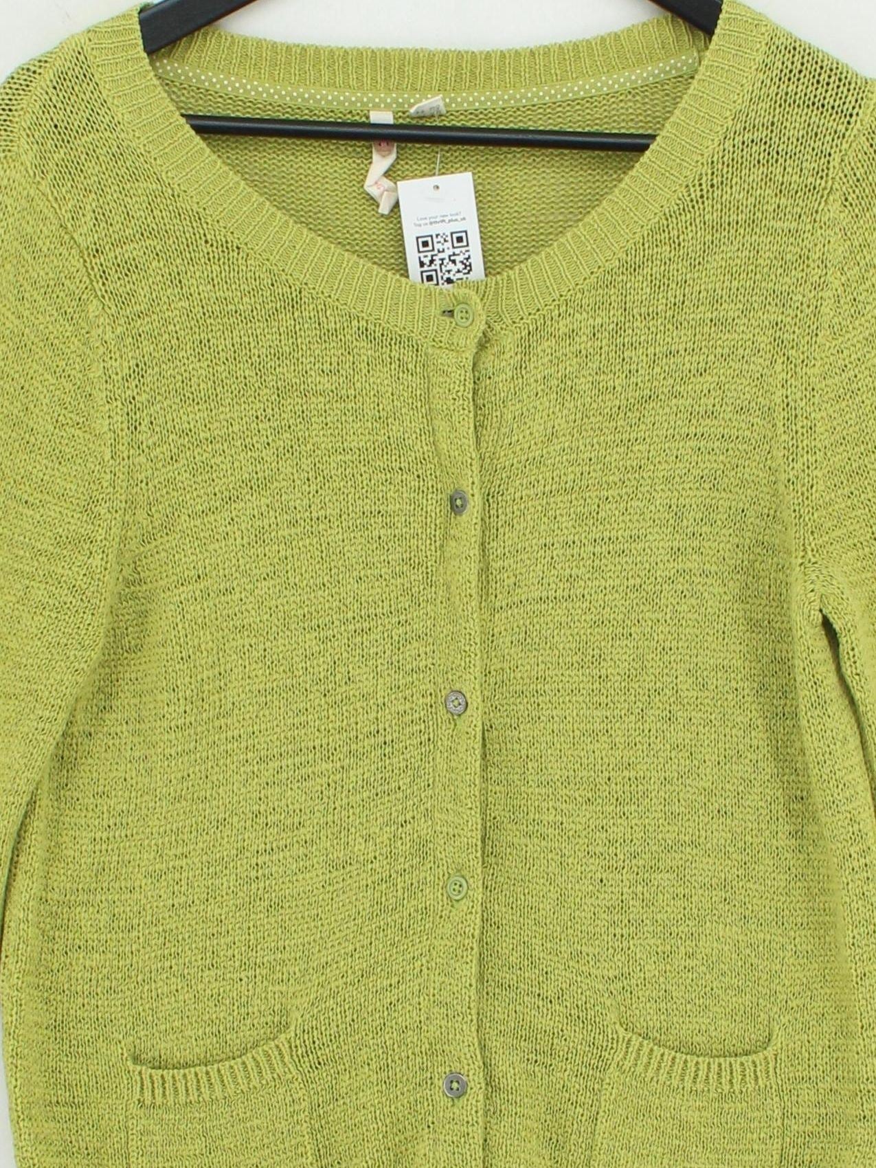 White Stuff Women's Cardigan UK 16 Green Linen with Cotton, Nylon Cardigan - Image 3