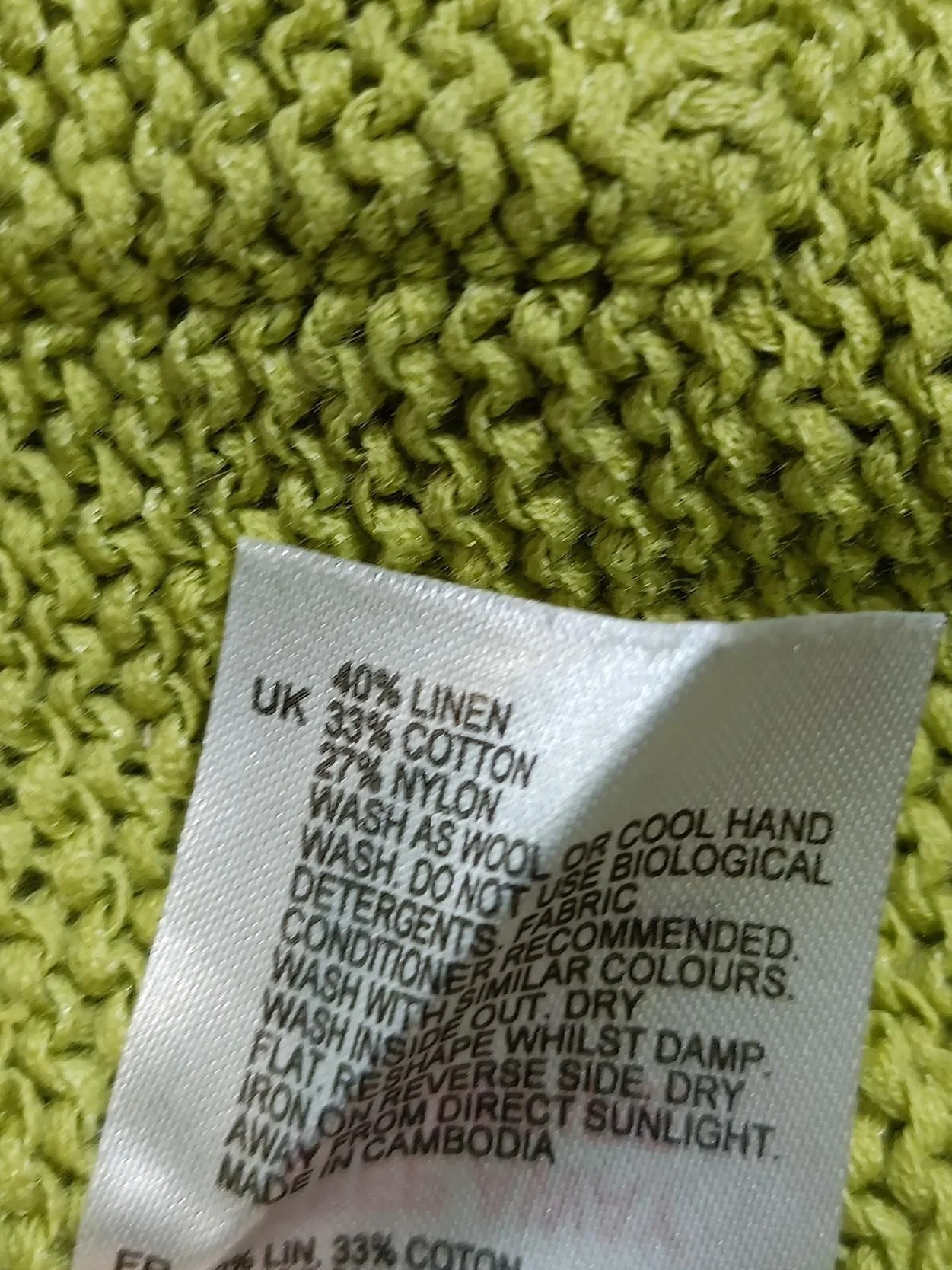 White Stuff Women's Cardigan UK 16 Green Linen with Cotton, Nylon Cardigan - Image 6