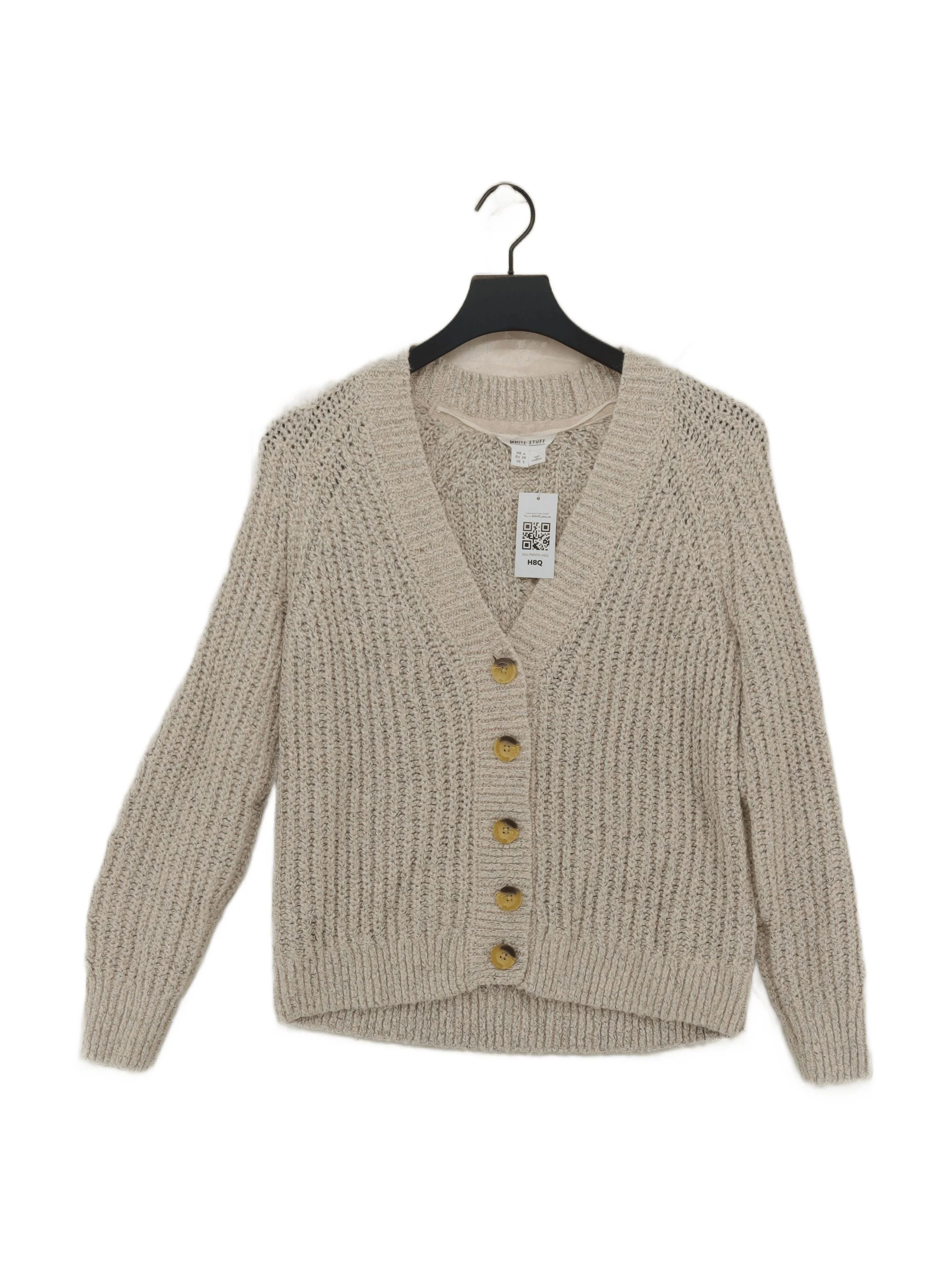White Stuff Women's Cardigan UK 6 Cream Acrylic with Cotton, Polyester Cardigan