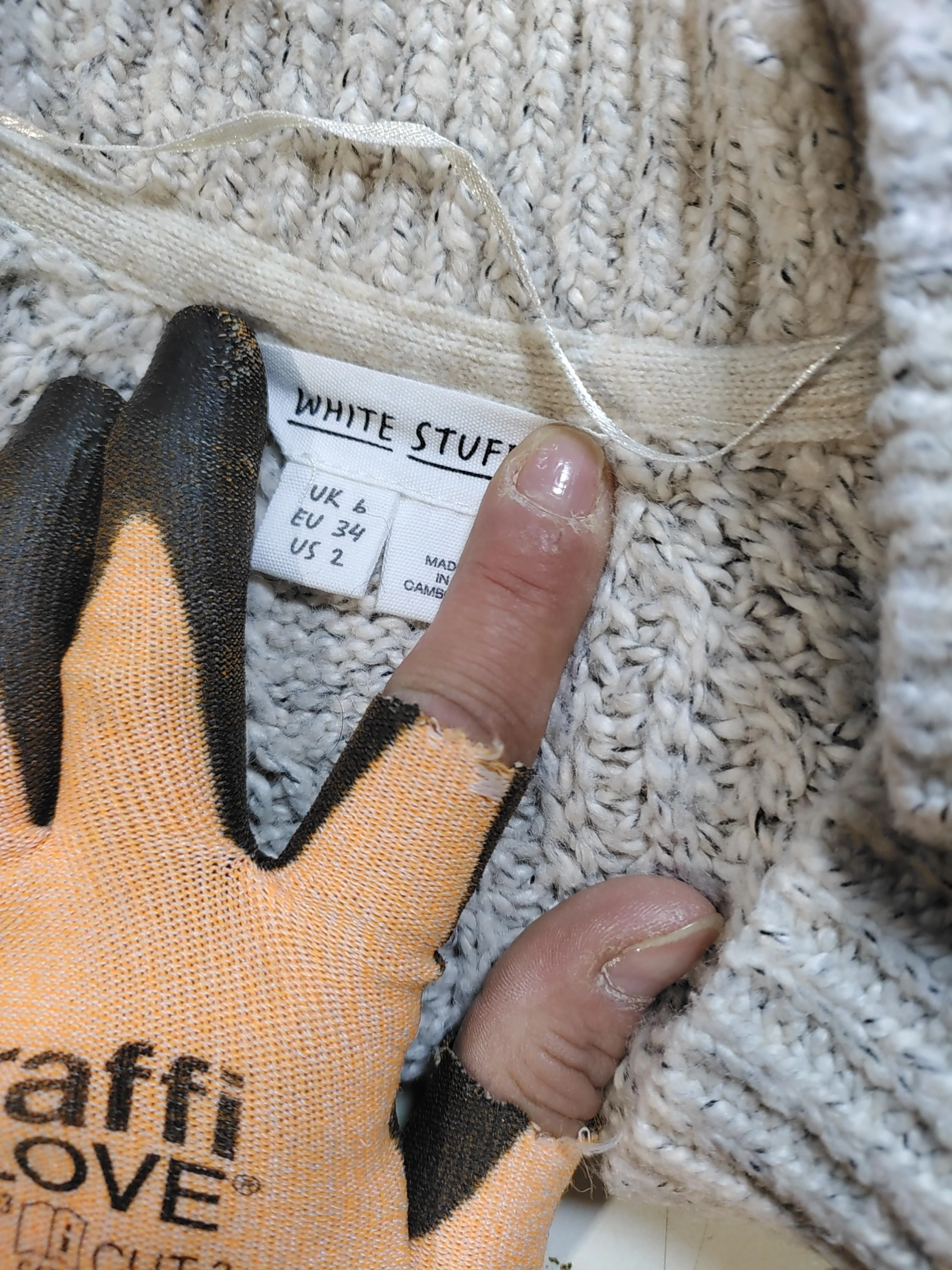 White Stuff Women's Cardigan UK 6 Cream Acrylic with Cotton, Polyester Cardigan - Image 5