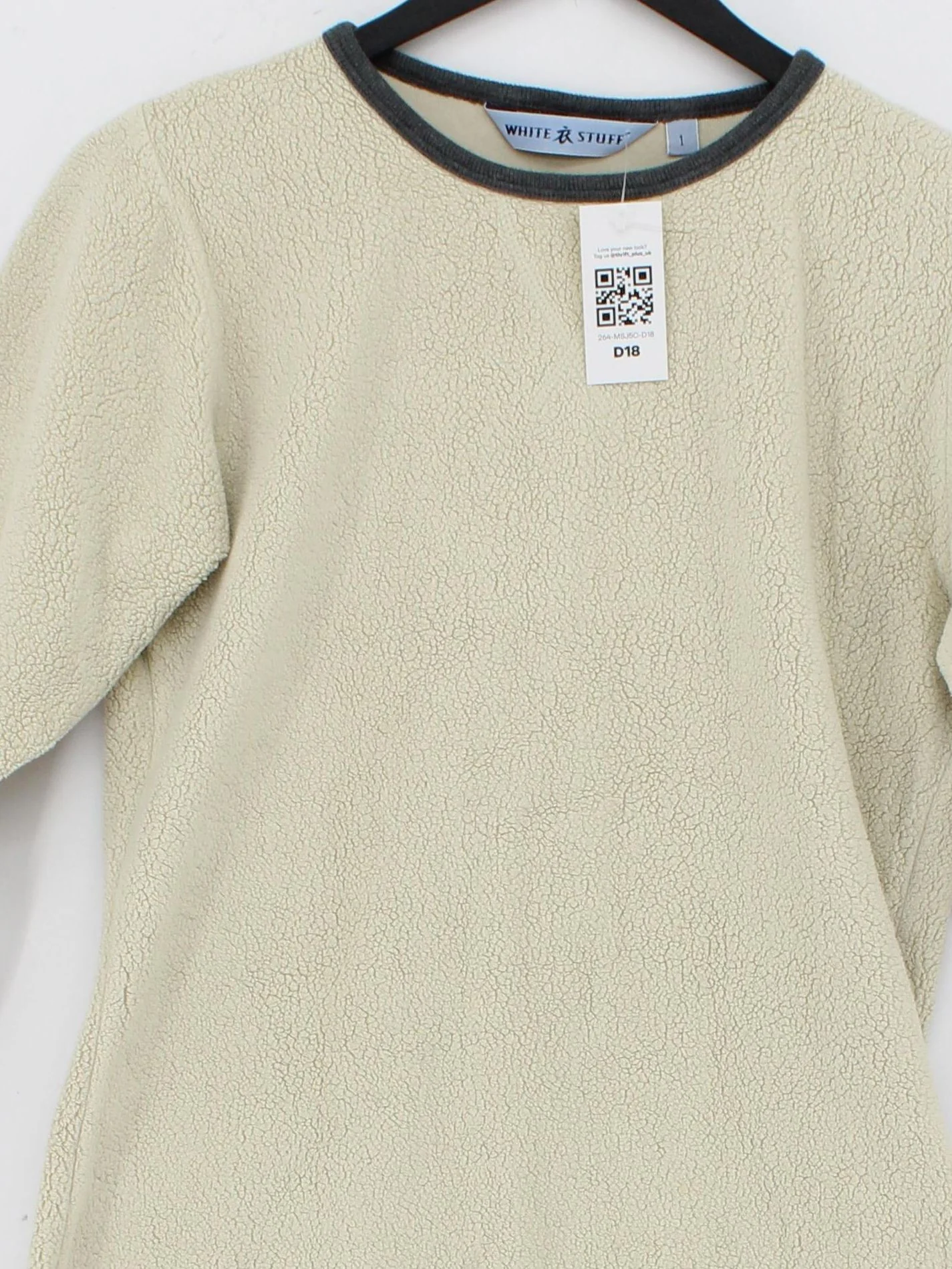 White Stuff Women's Jumper S Cream Cotton with Polyester Crew Neck Pullover - Image 3