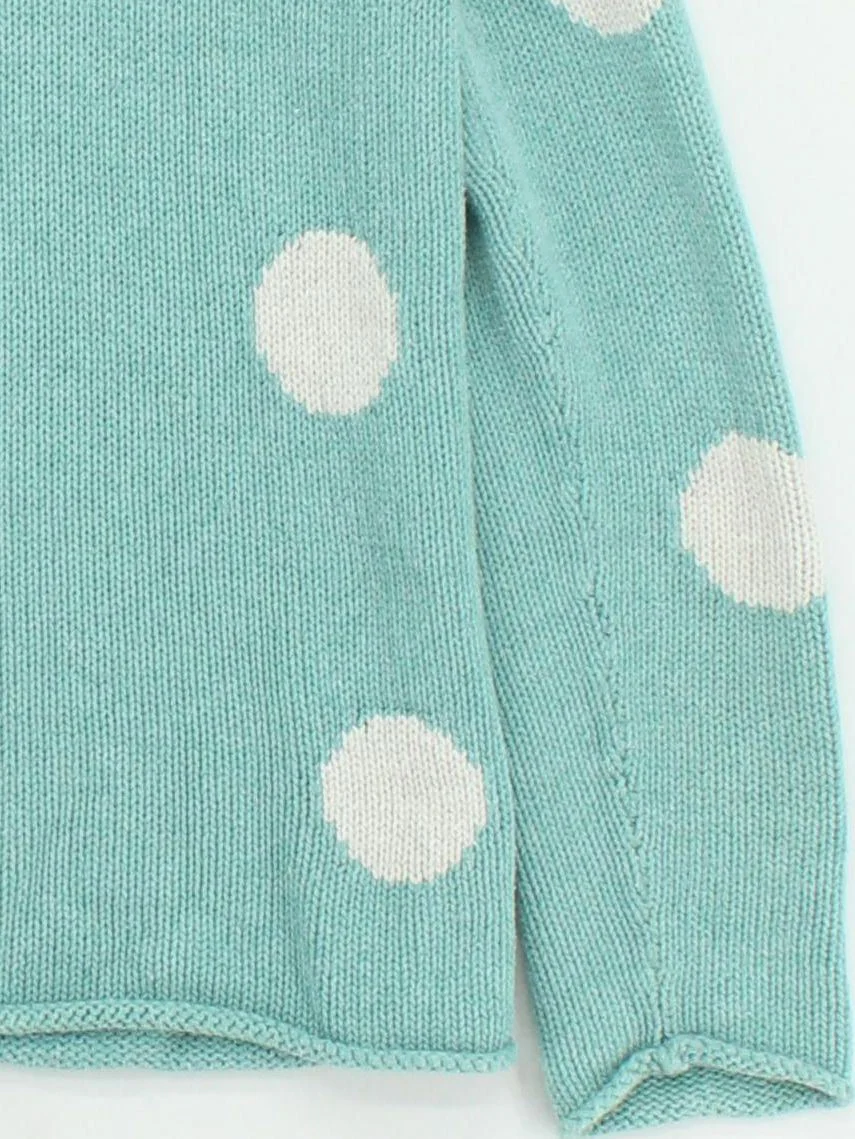 White Stuff Women's Jumper UK 12 Green Polkadot 100% Cotton Crew Neck Pullover - Image 4