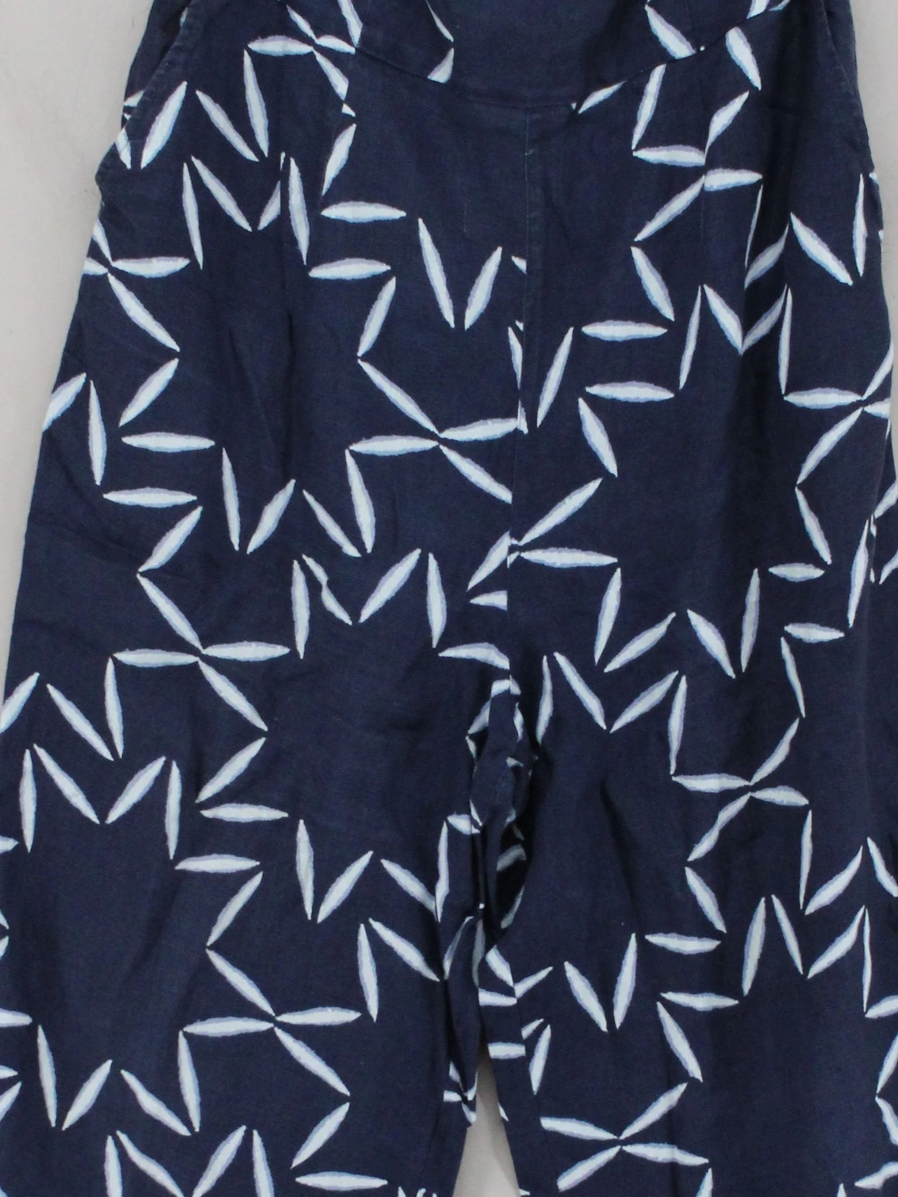 White Stuff Women's Jumpsuit UK 16 Blue Geometric 100% Linen Wide-Leg Jumpsuit - Image 3
