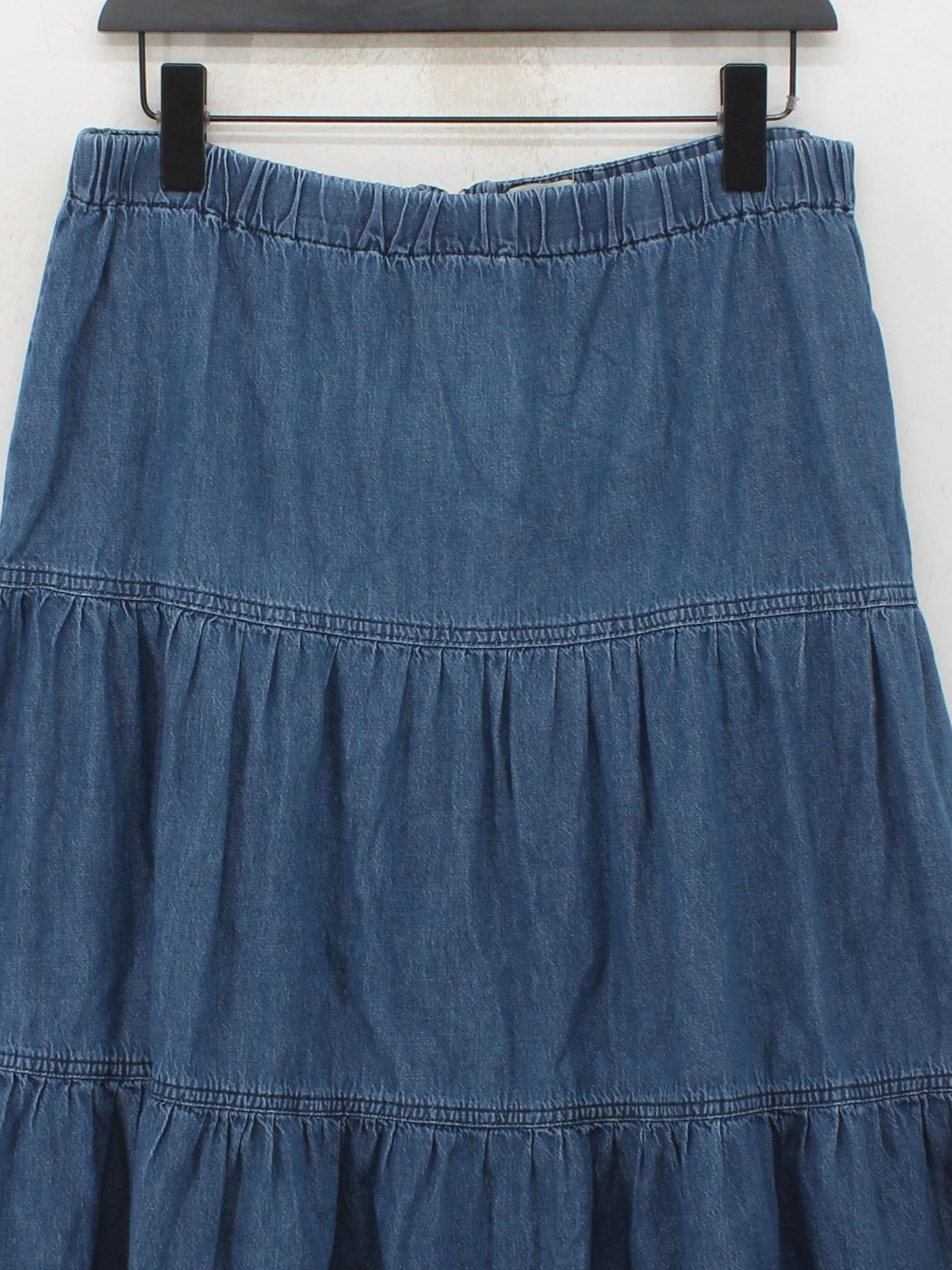 White Stuff Women's Midi Skirt UK 12 Blue 100% Cotton Midi Pleated - Image 3