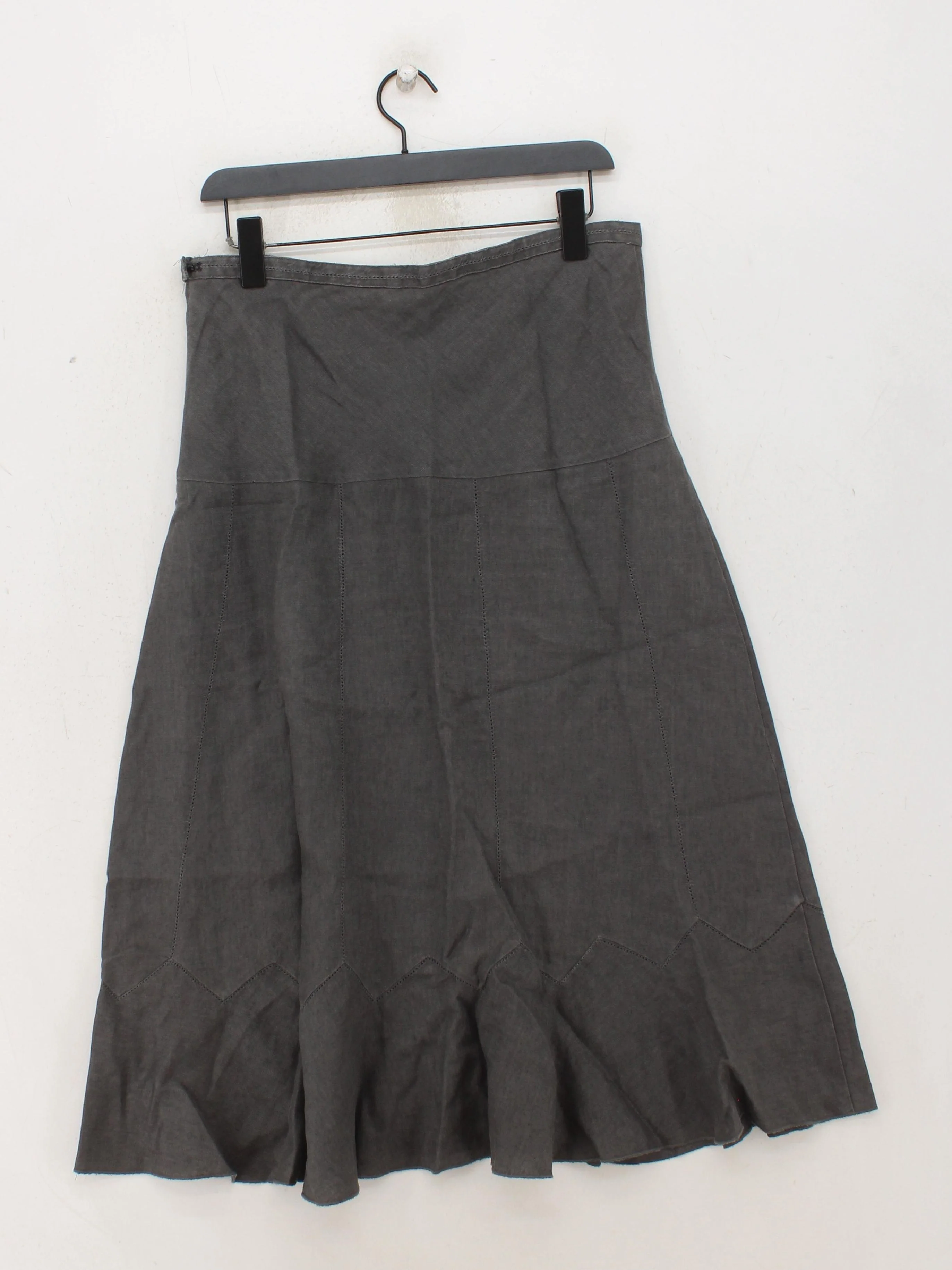 White Stuff Women's Midi Skirt UK 12 Grey 100% Linen Midi A-Line - Image 2