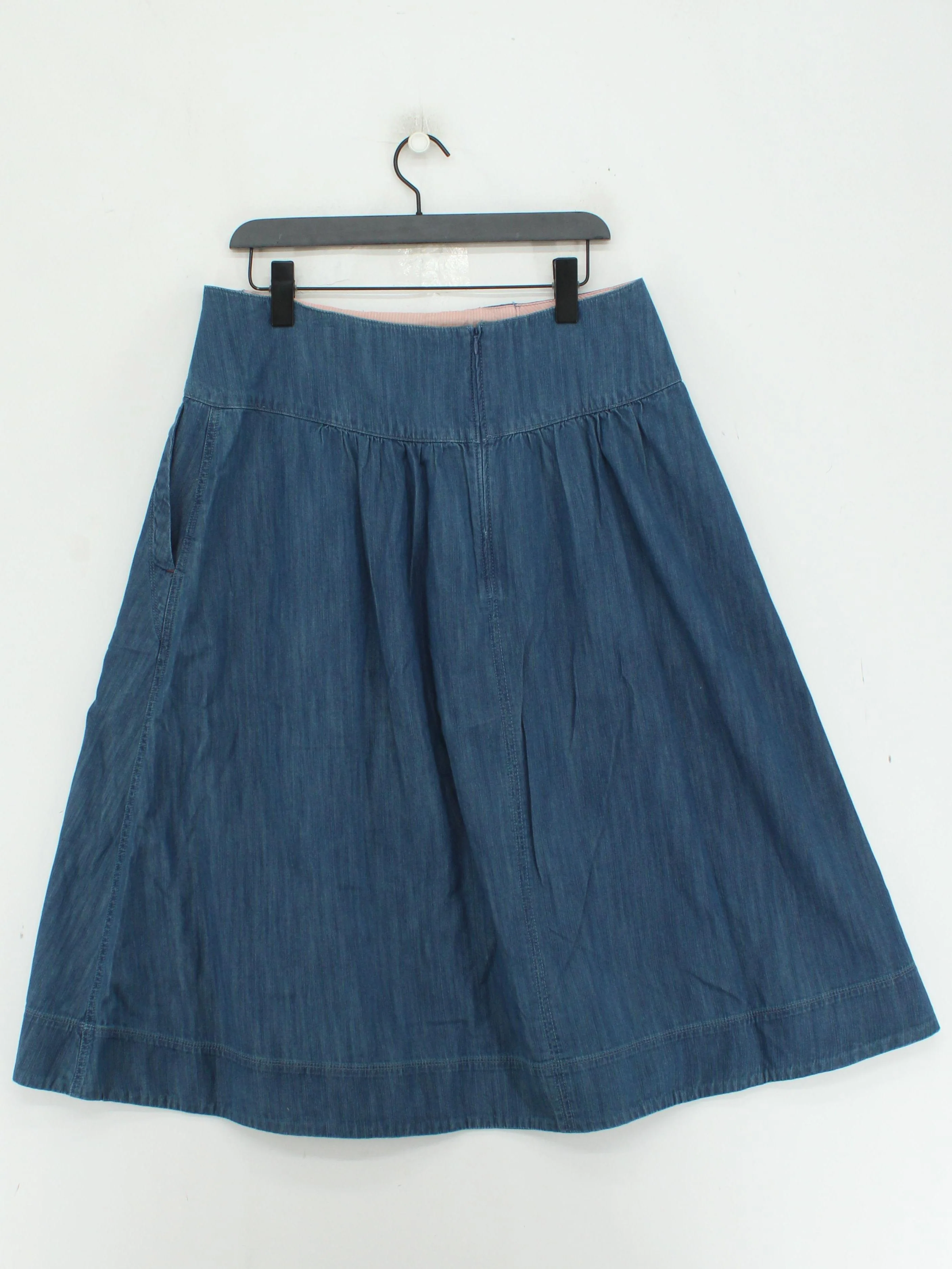 White Stuff Women's Midi Skirt UK 14 Blue 100% Cotton Midi A-Line - Image 2