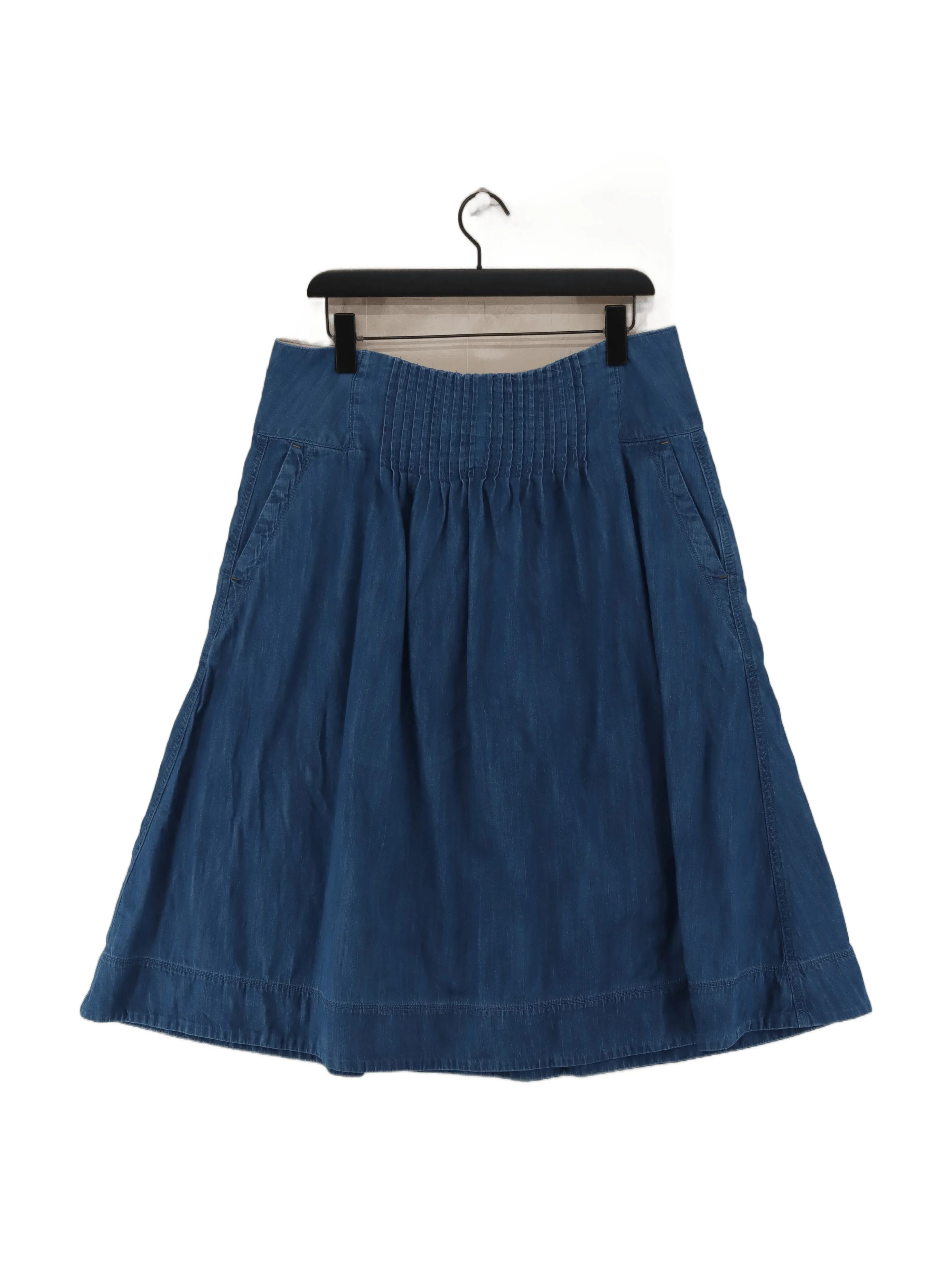 White Stuff Women's Midi Skirt UK 14 Blue 100% Cotton Midi A-Line