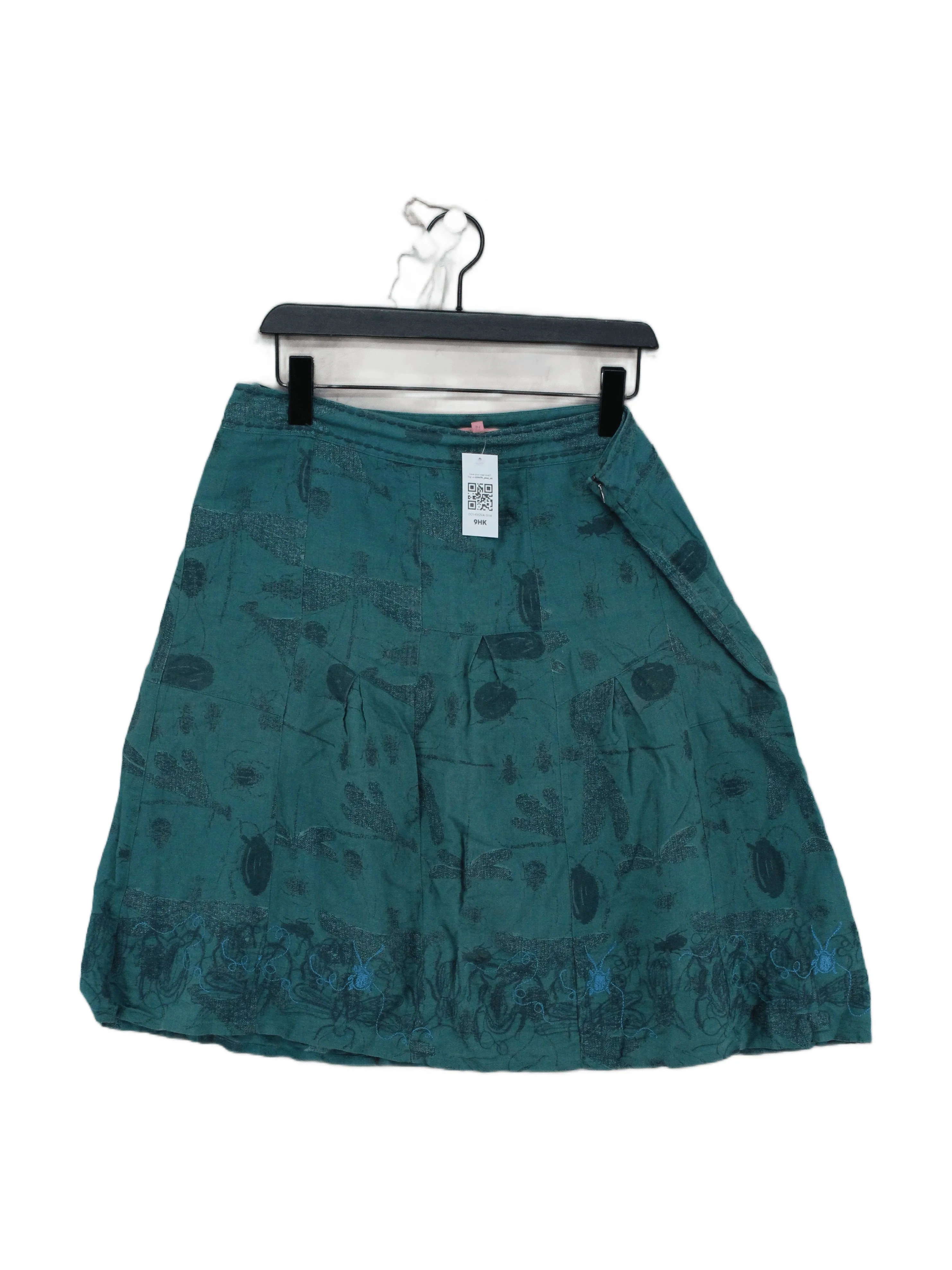 White Stuff Women's Midi Skirt UK 14 Green Linen with Cotton Midi A-Line