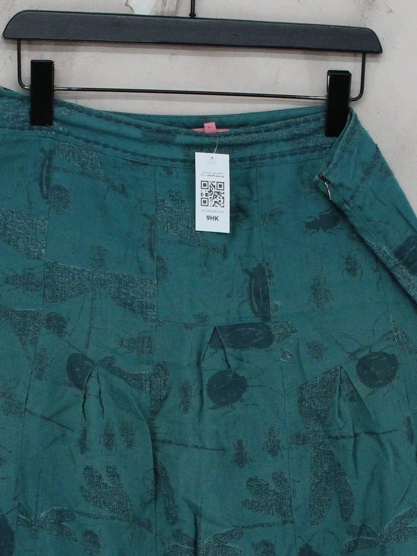 White Stuff Women's Midi Skirt UK 14 Green Linen with Cotton Midi A-Line - Image 3