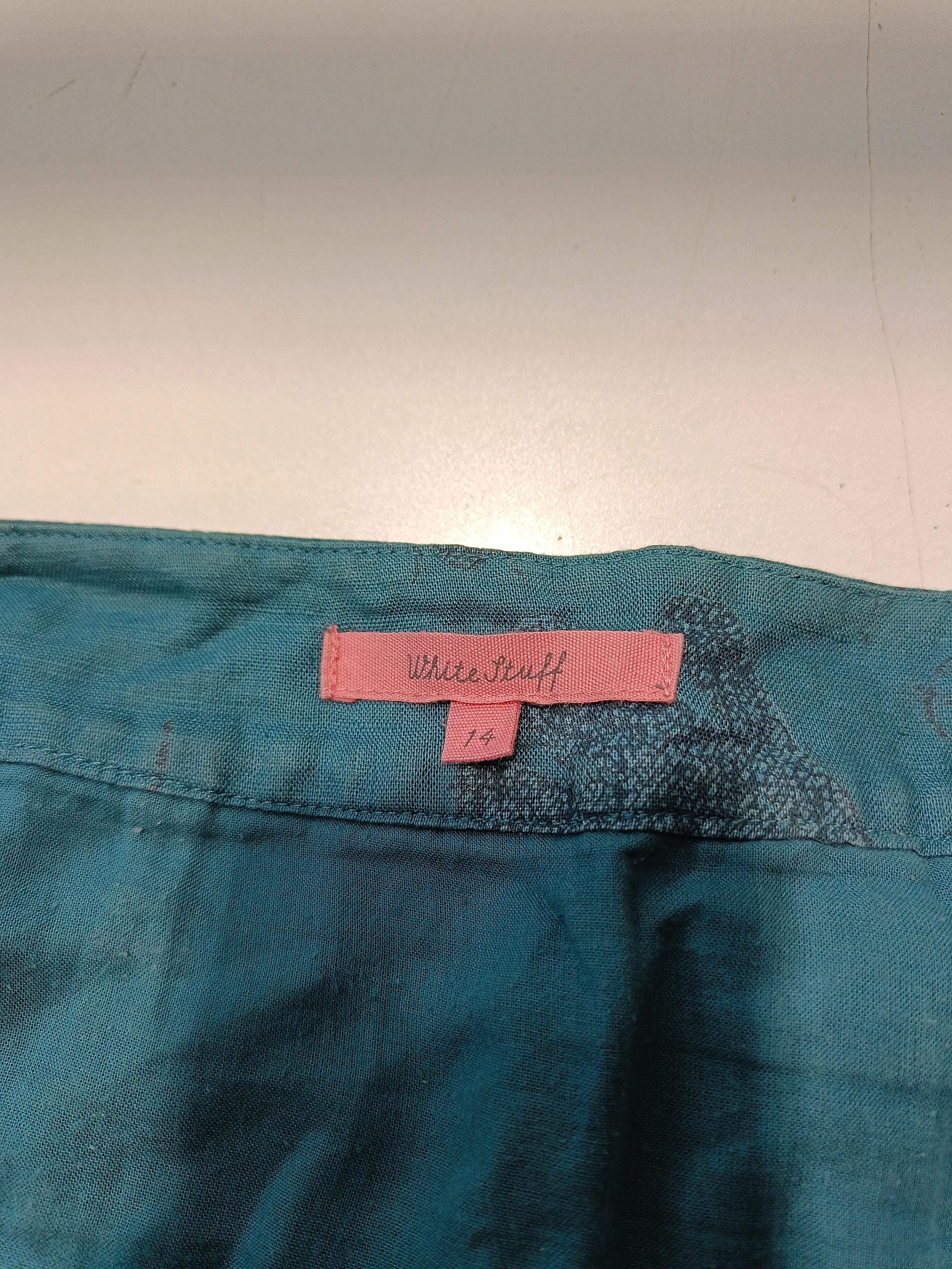 White Stuff Women's Midi Skirt UK 14 Green Linen with Cotton Midi A-Line - Image 6